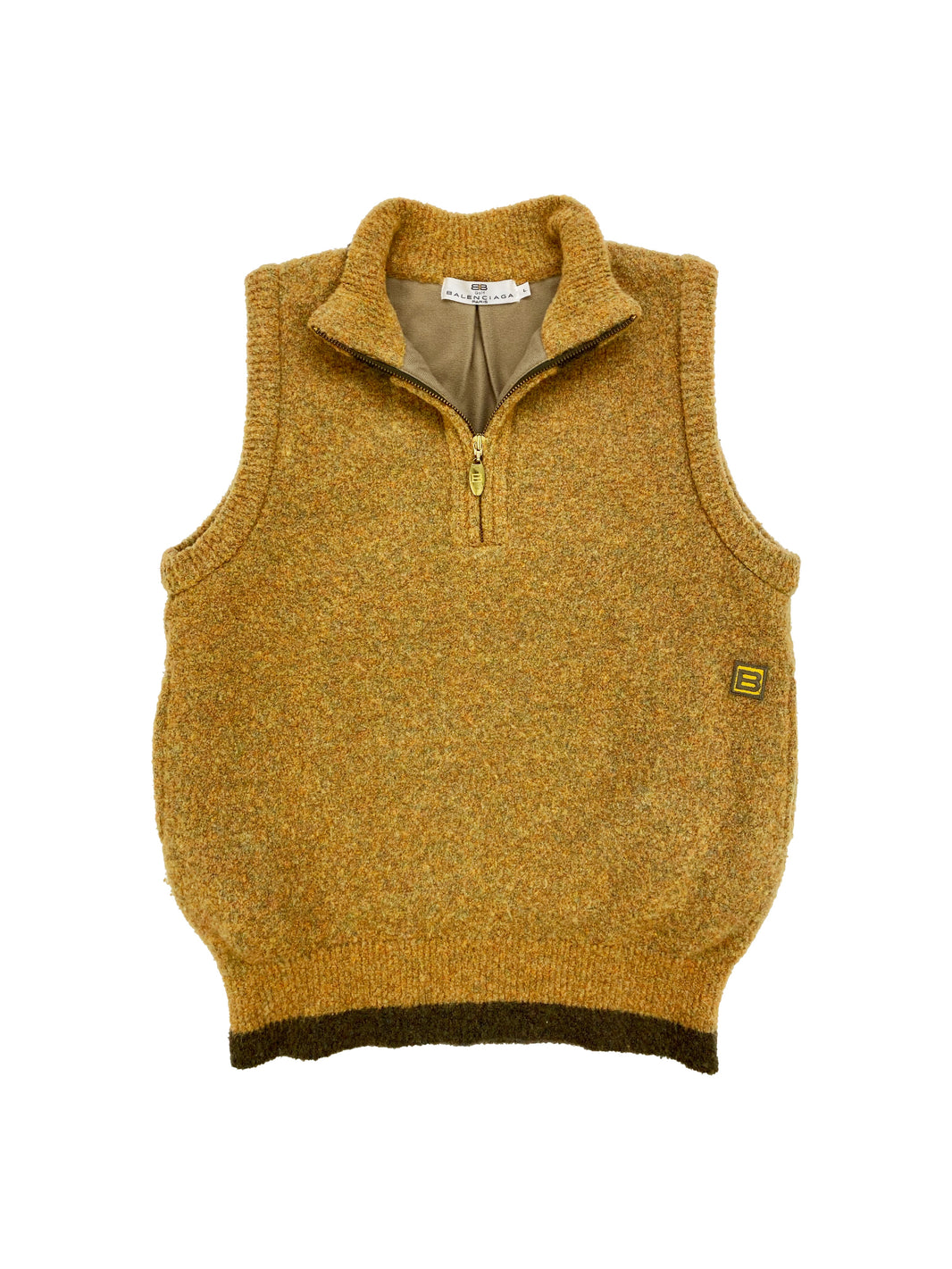 Balenciaga Lined Quarter Zip “B” Knitted Vest