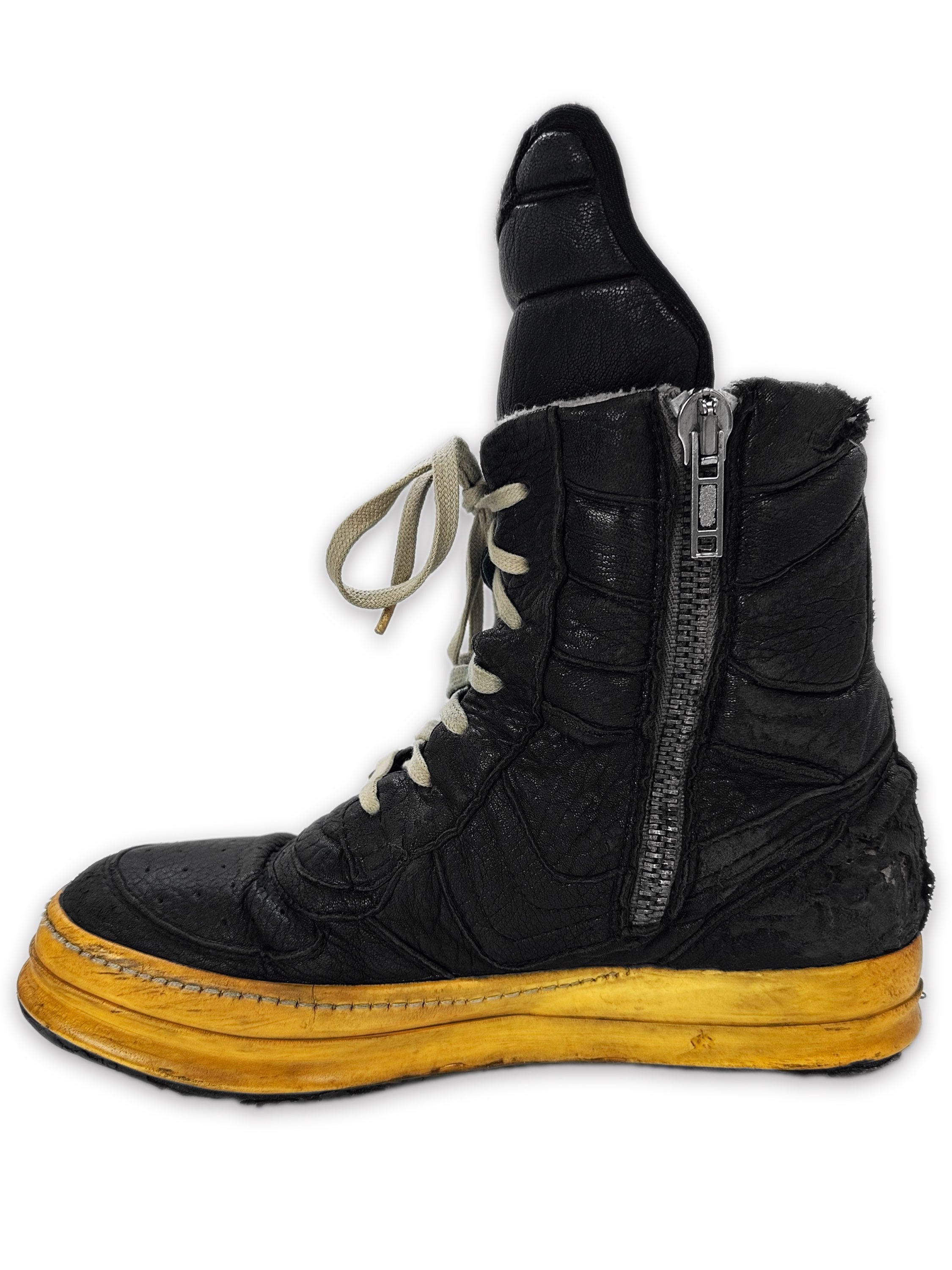 AW06 Rick Owens ‘Dustulator’ Black Pigskin Leather Hi-top Dunks