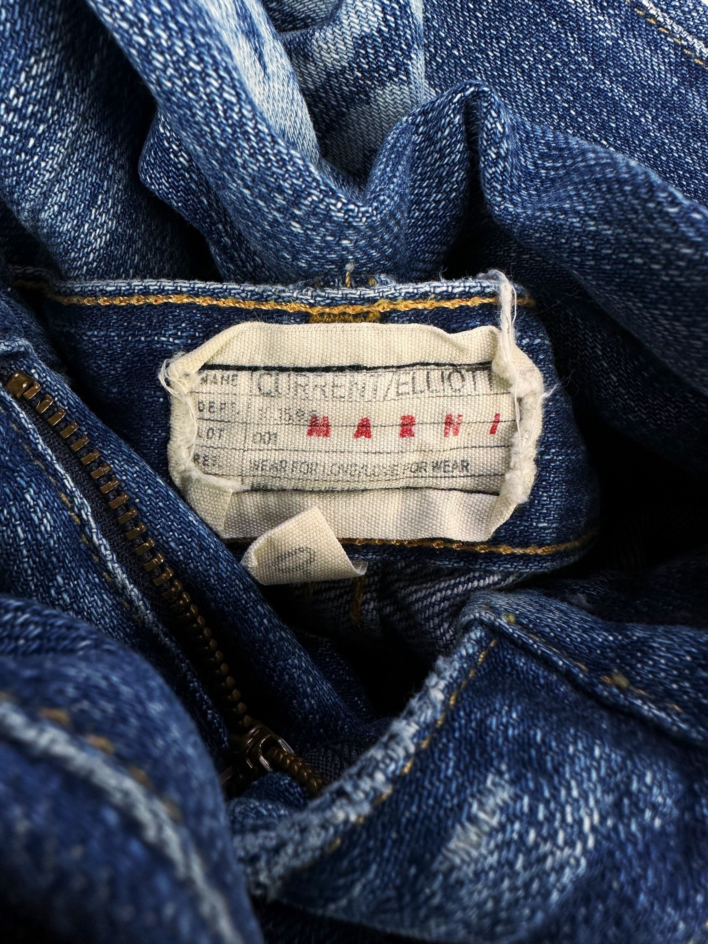 Marni x Current Elliot Trompe L’Oeil Distressed Indigo Denim