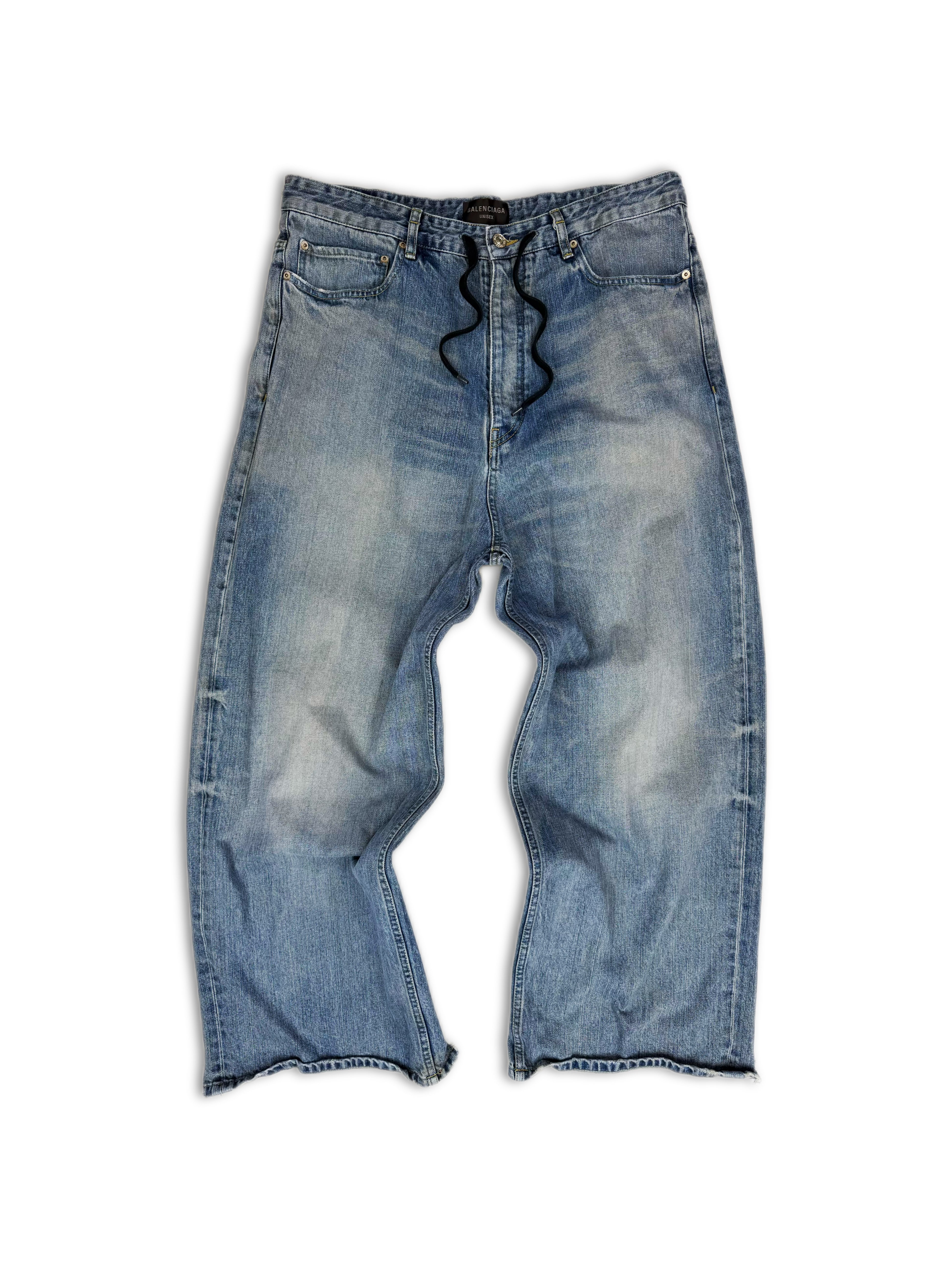SS24 Balenciaga ‘Skater’ Drawstring Shoelace Light Wash Baggy Denim