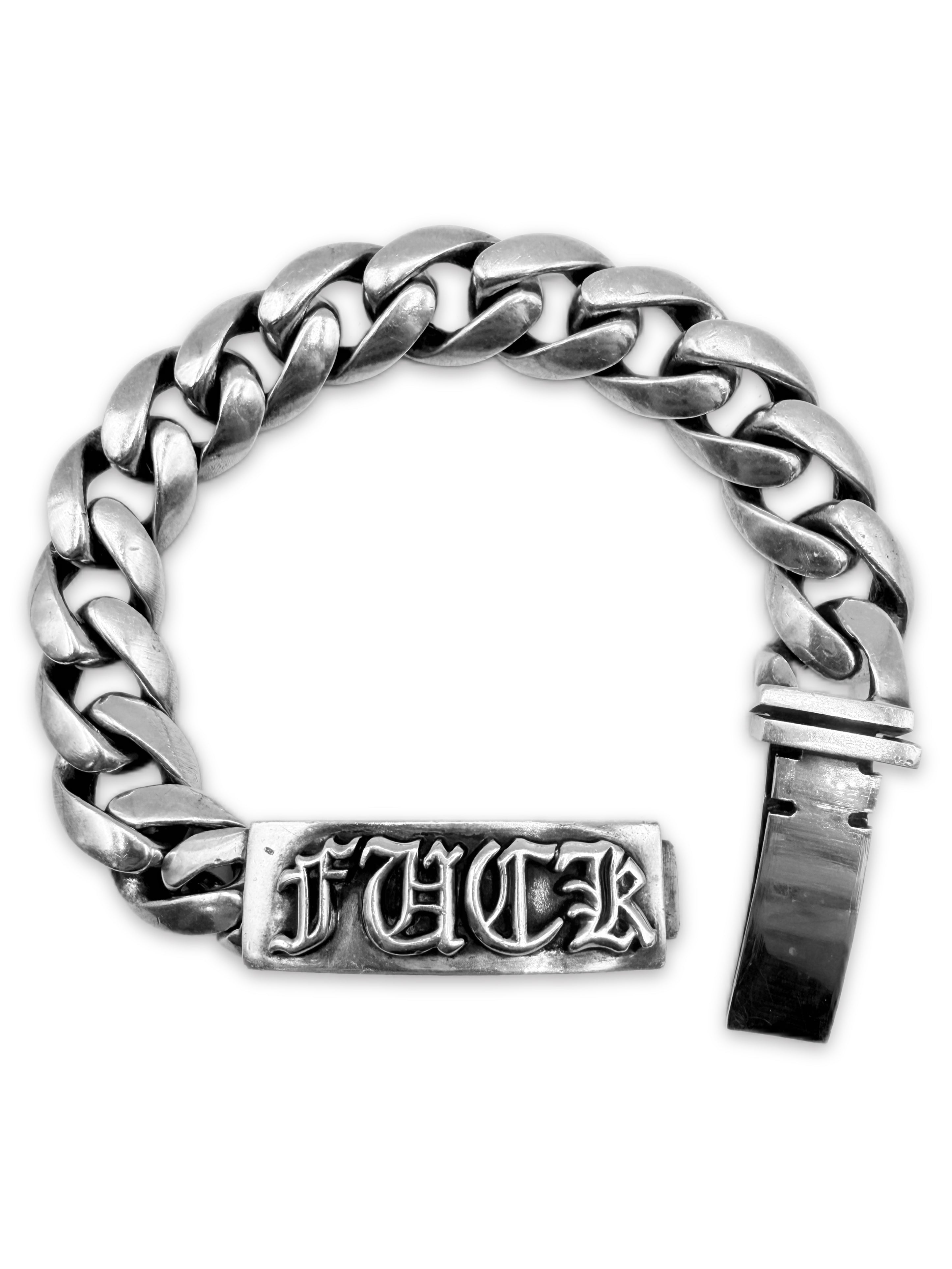 Chrome Hearts ‘Fuck’ ID Cuban Link .925 Silver Bracelet