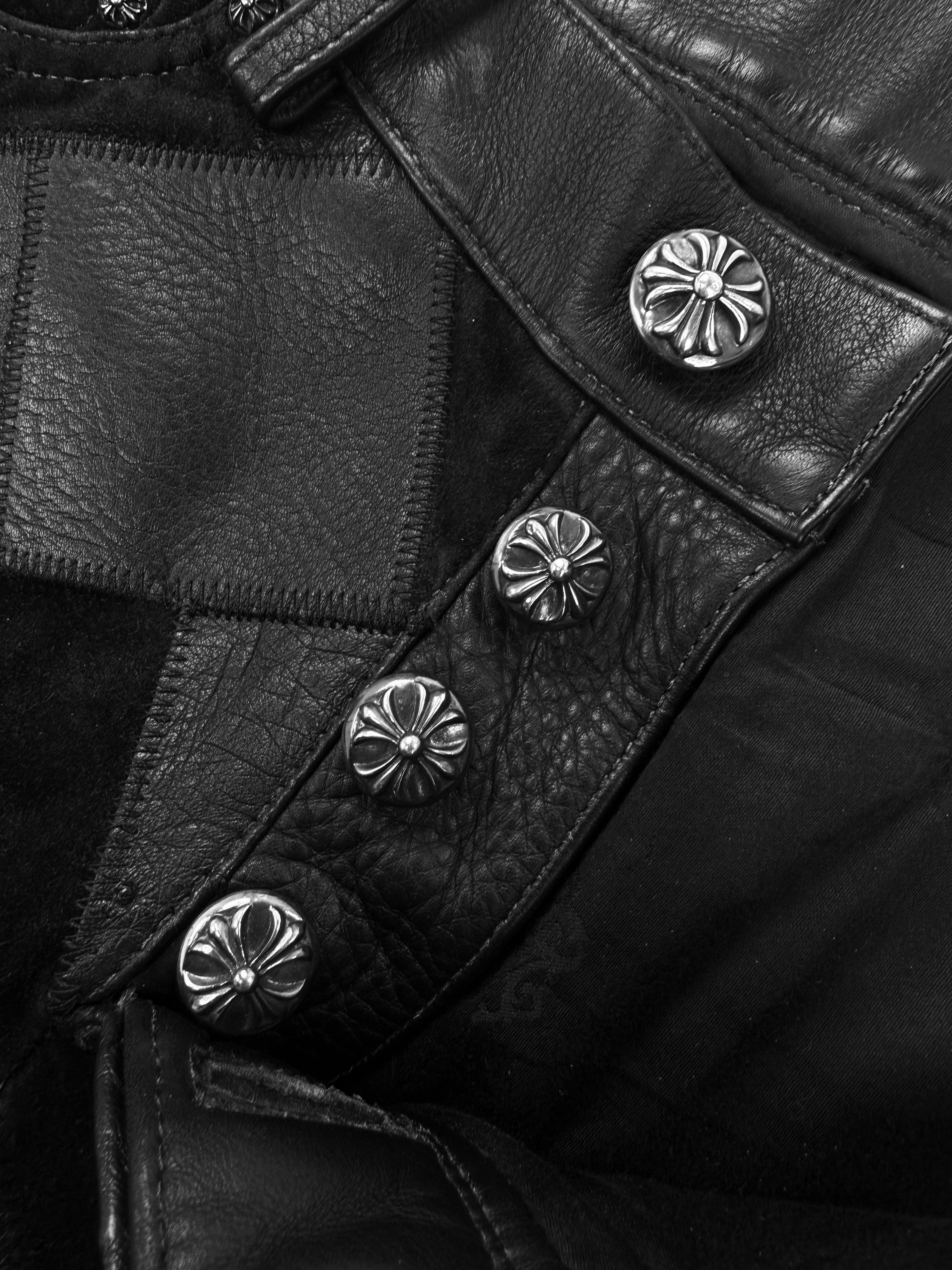 Chrome Hearts 1/1 Ostrich Leather Cross Patch .925 Silver Checkered Pants