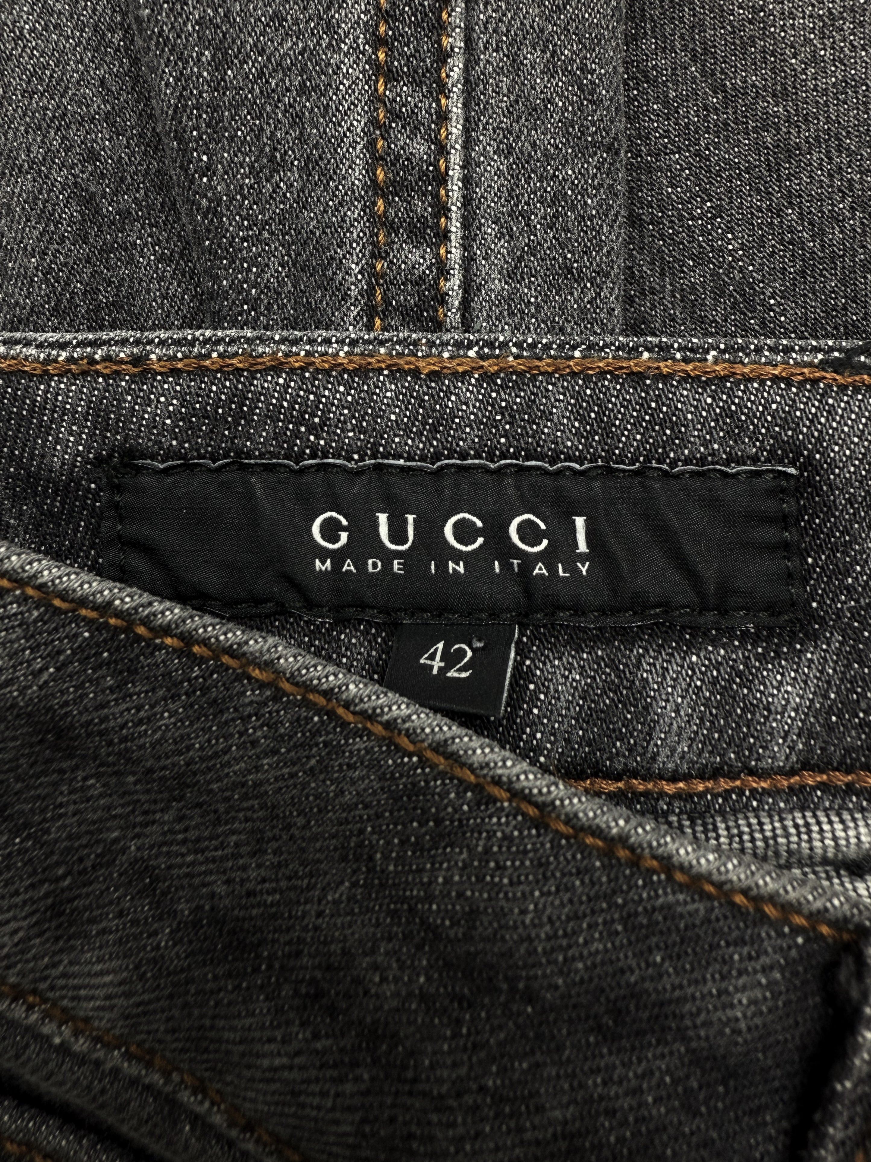 00s Gucci by Tom Ford Grey Ash Wash Contrast Stitch Denim