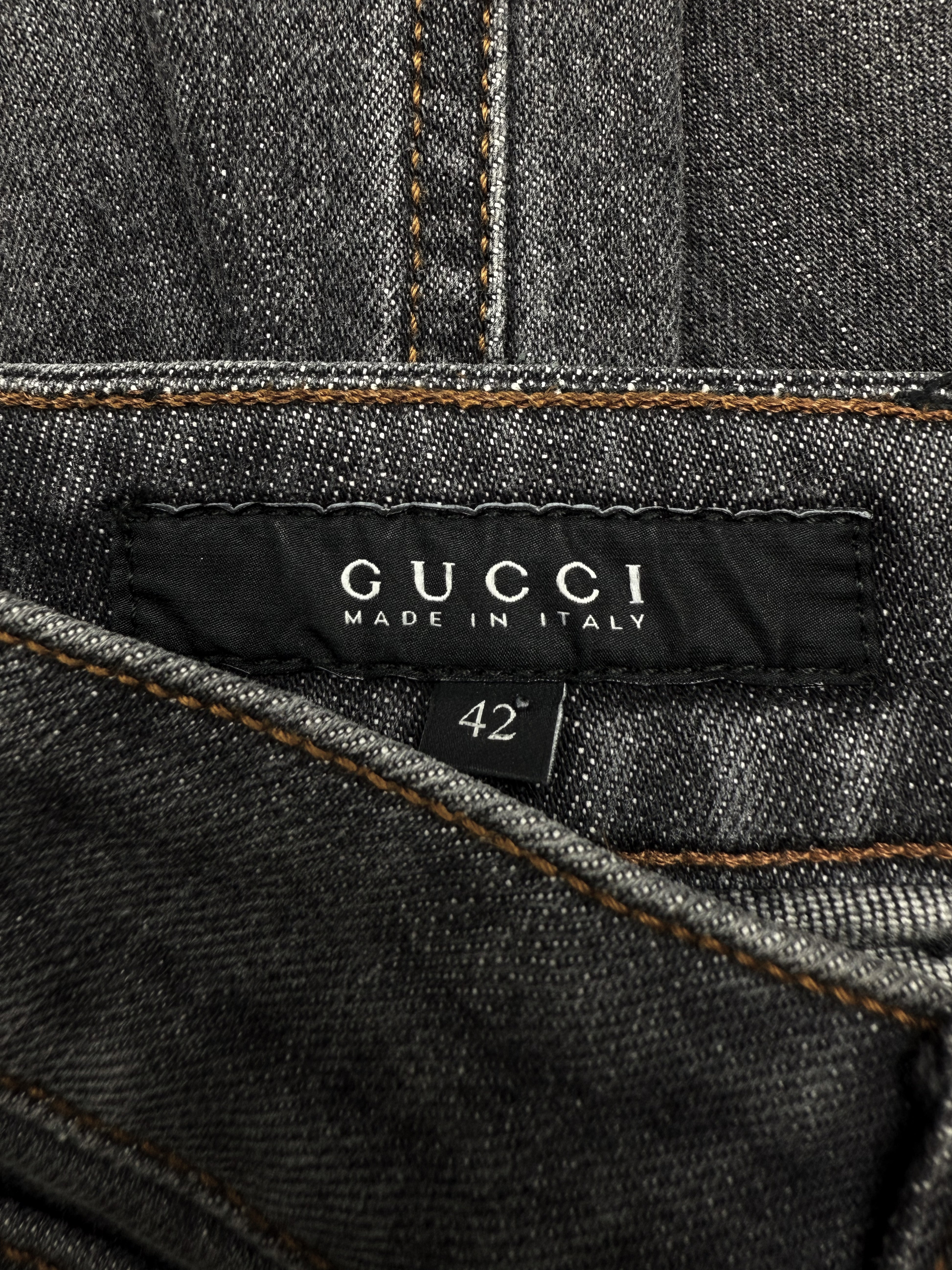00s Gucci by Tom Ford Grey Ash Wash Contrast Stitch Denim