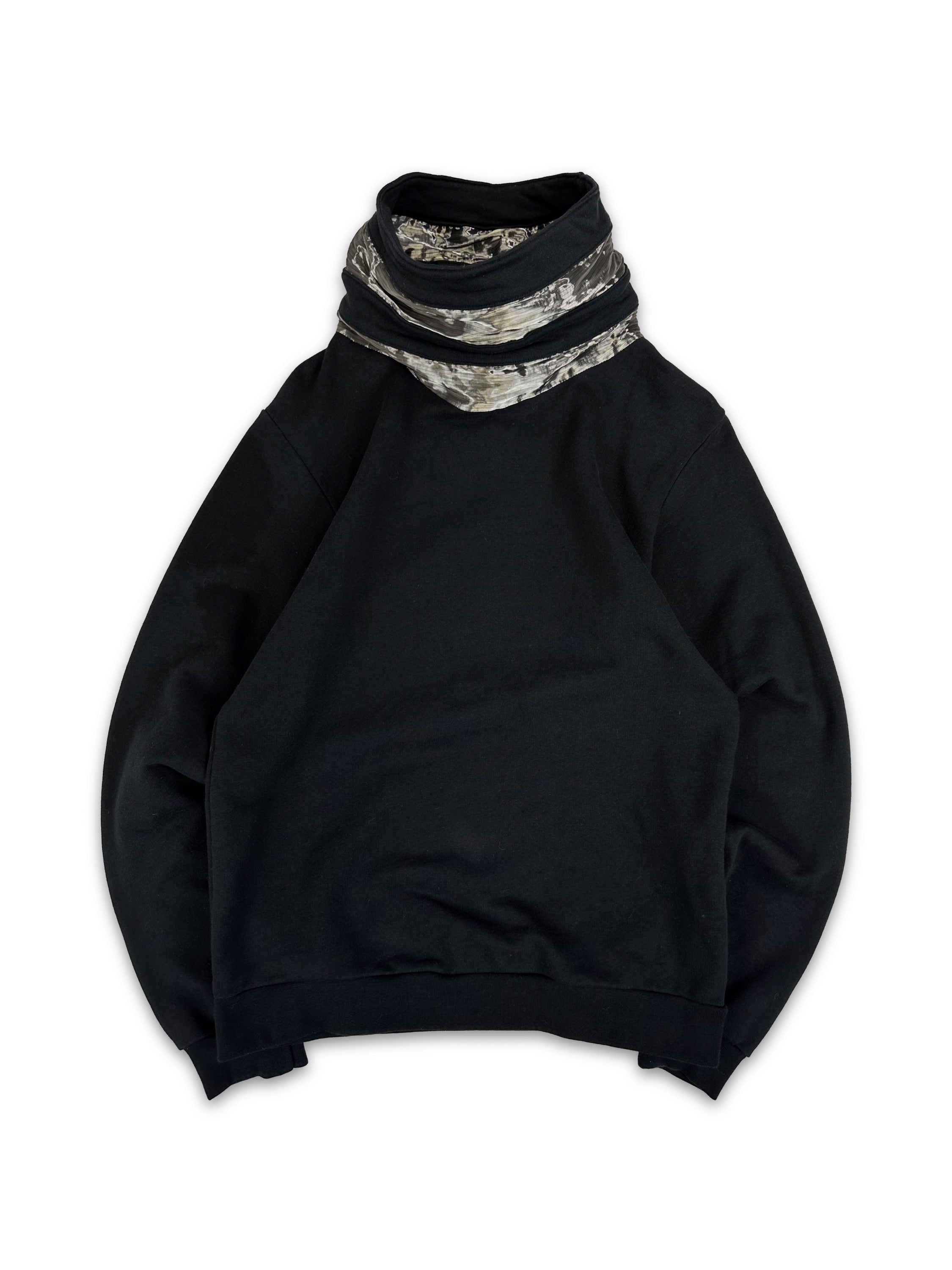 AW06 Raf Simons ‘Alien’ Black Accordion Turtleneck Sweater