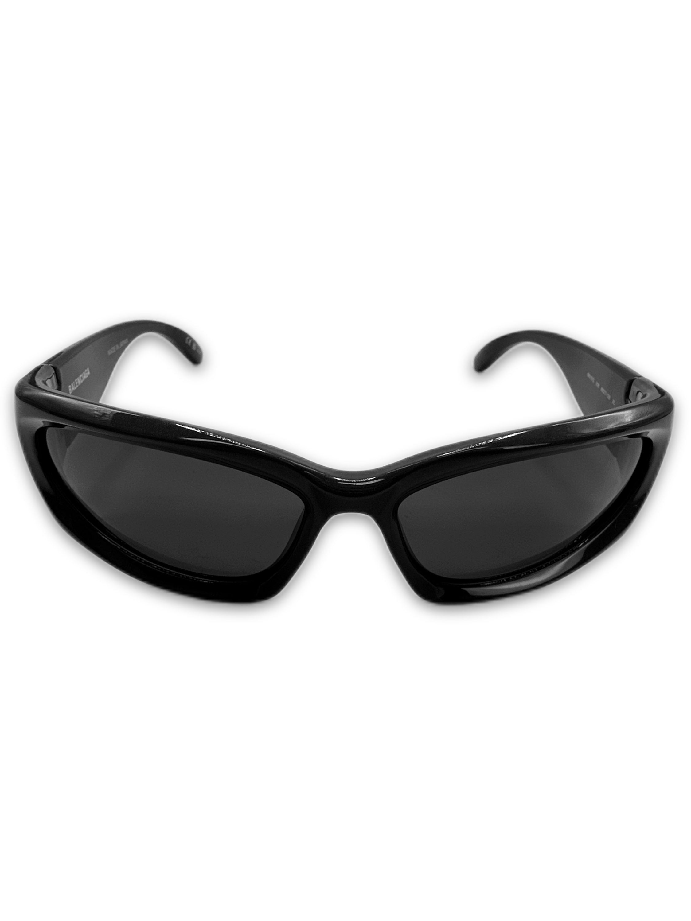 Balenciaga Swift Oval Black Glossy Logo Sunglasses