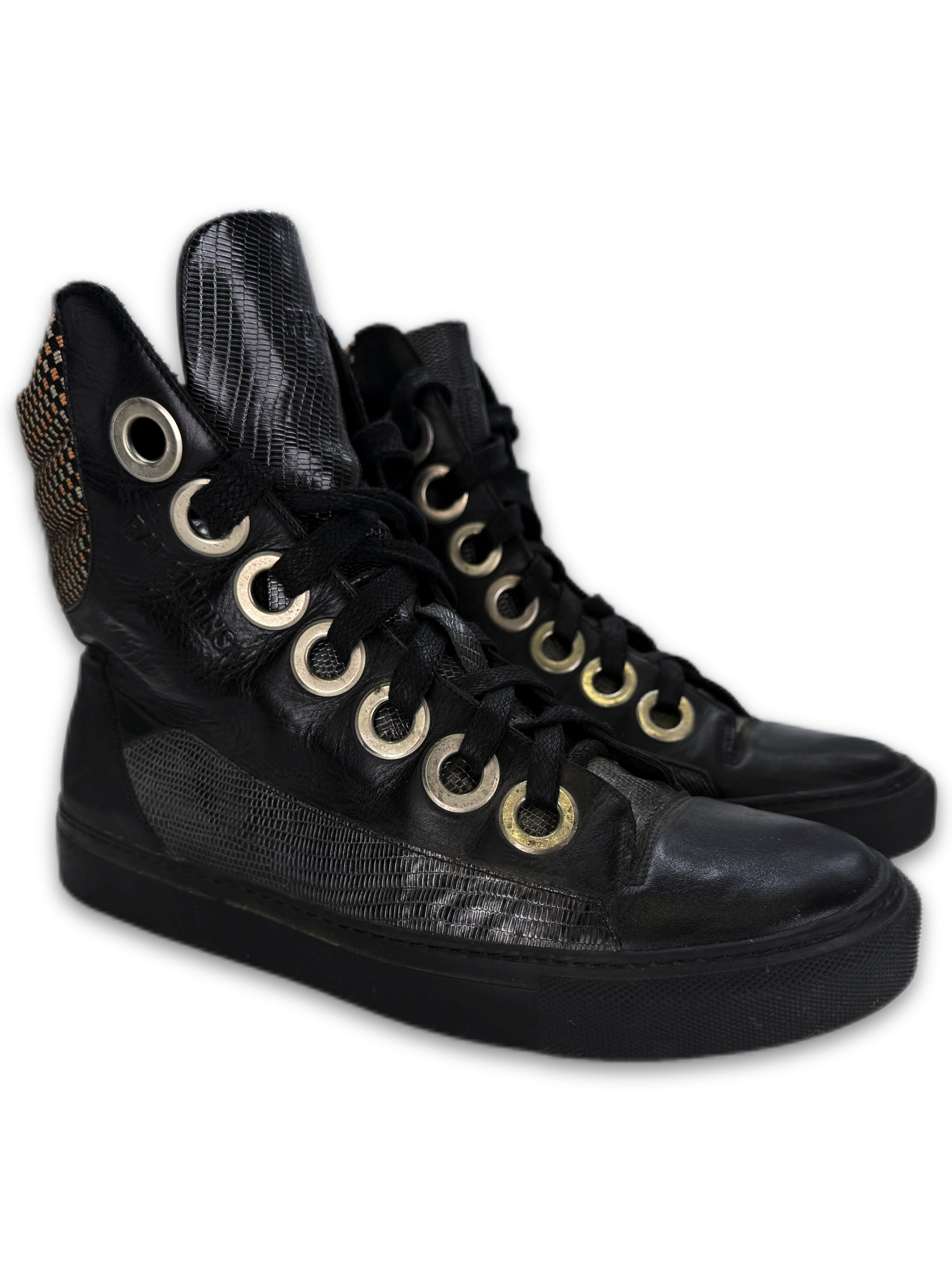 Raf Simons x Sterling Ruby Multi Coloured Hi-top Leather Sneakers