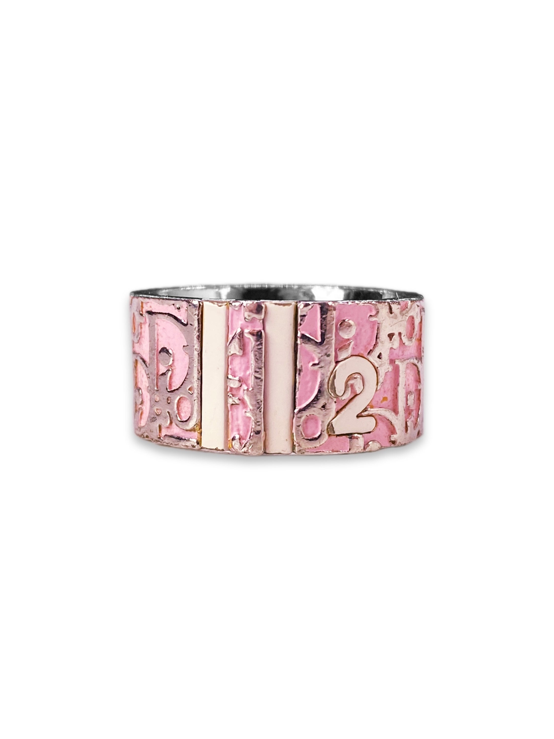 00s Dior Trotter ‘2’ Hot Pink Monogram Ring