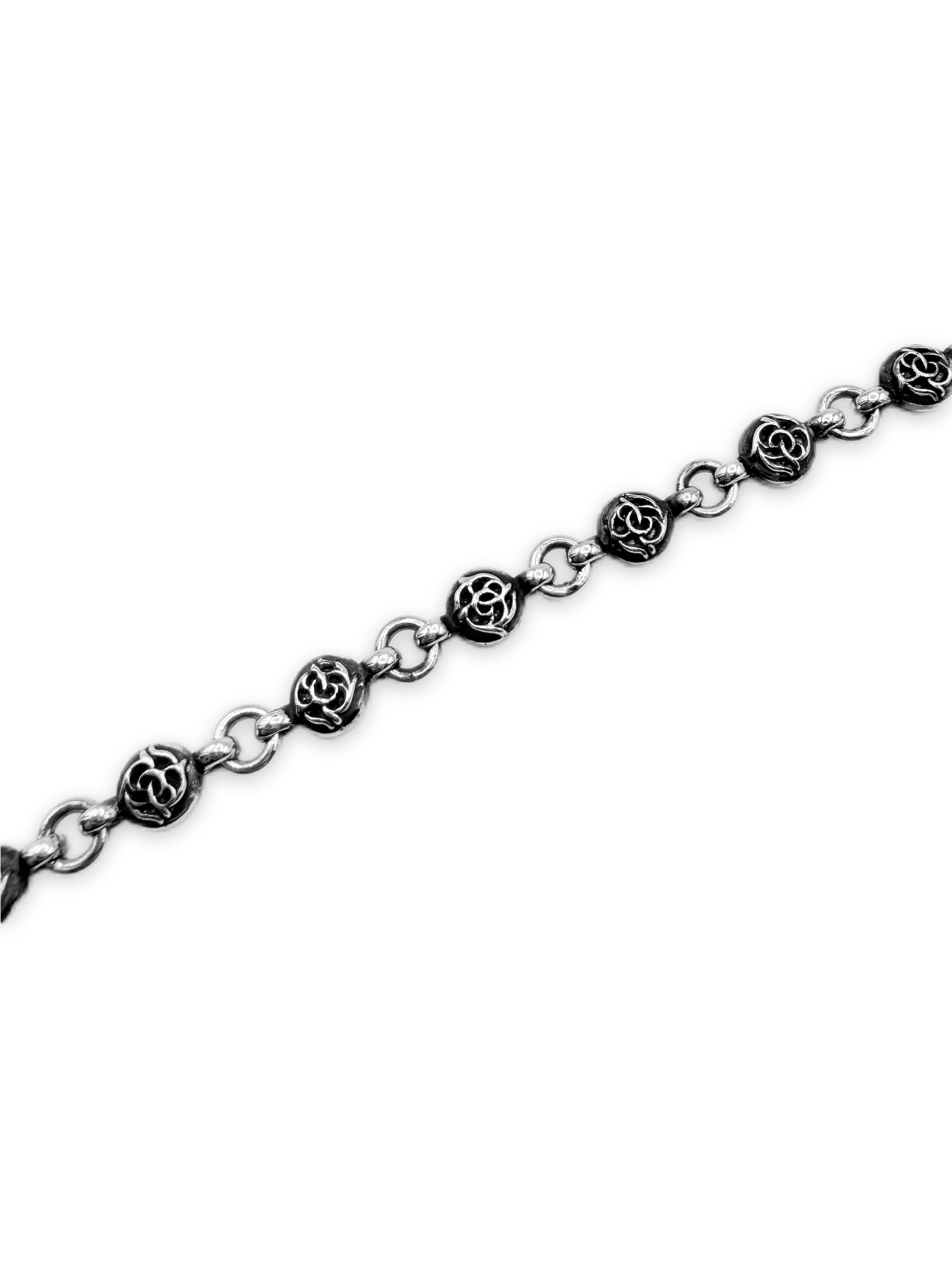Chrome Hearts Floral Ball 31.5 in Heart Lobster Clasp .925 Silver Wallet Chain