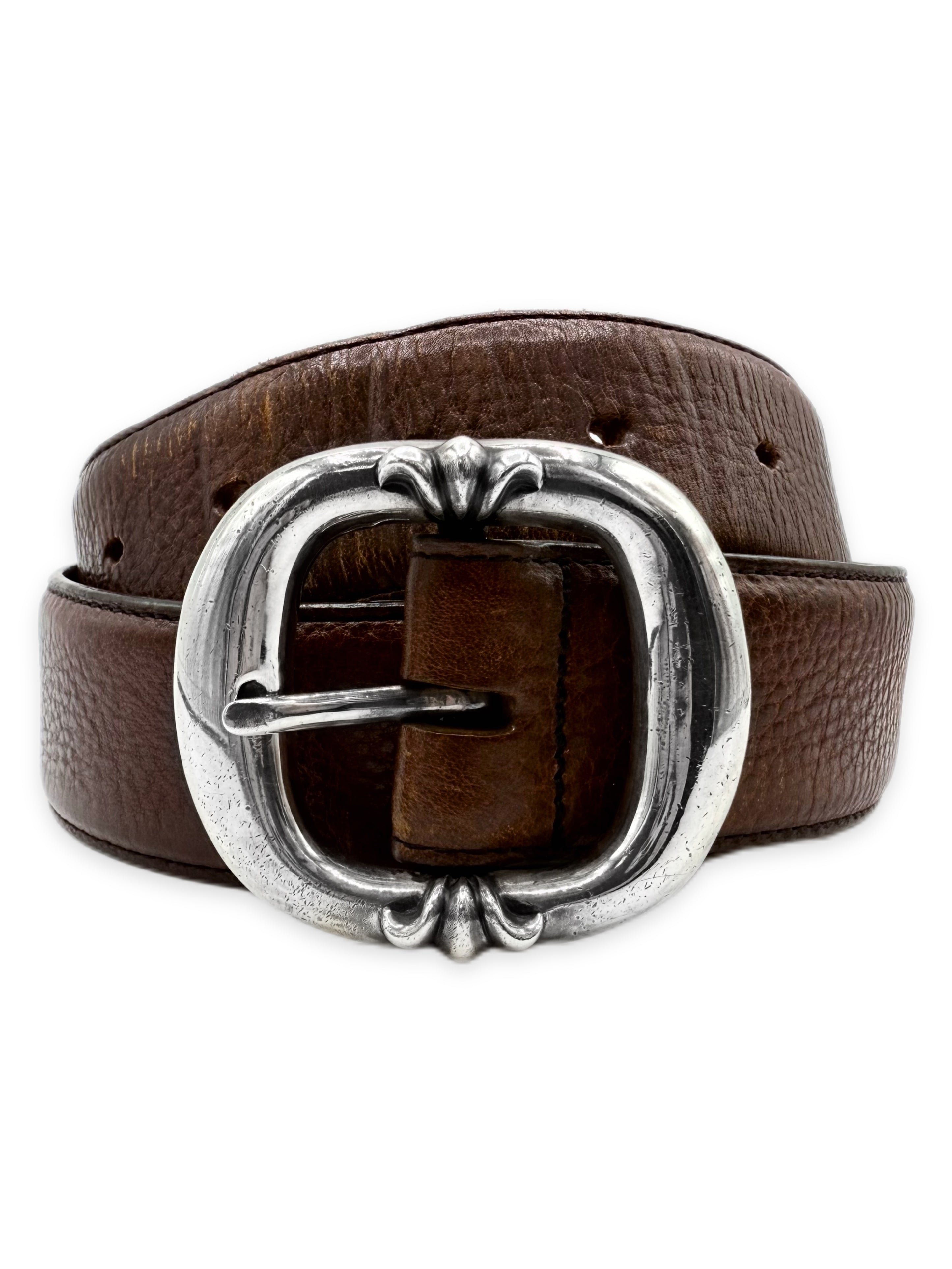 Chrome Hearts Brown Gunslinger .925 Silver Leather Belt