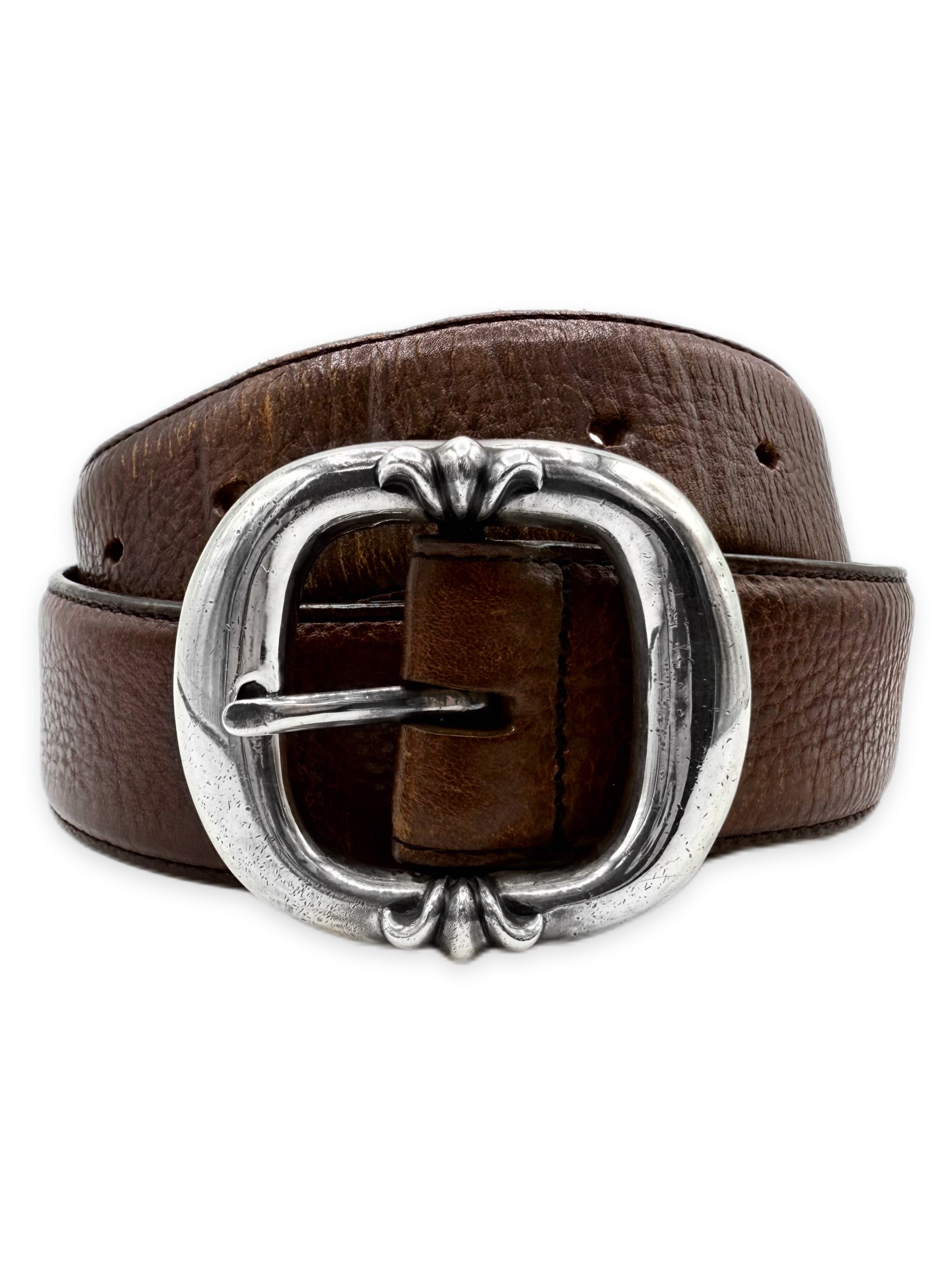 Chrome Hearts Brown Gunslinger .925 Silver Leather Belt