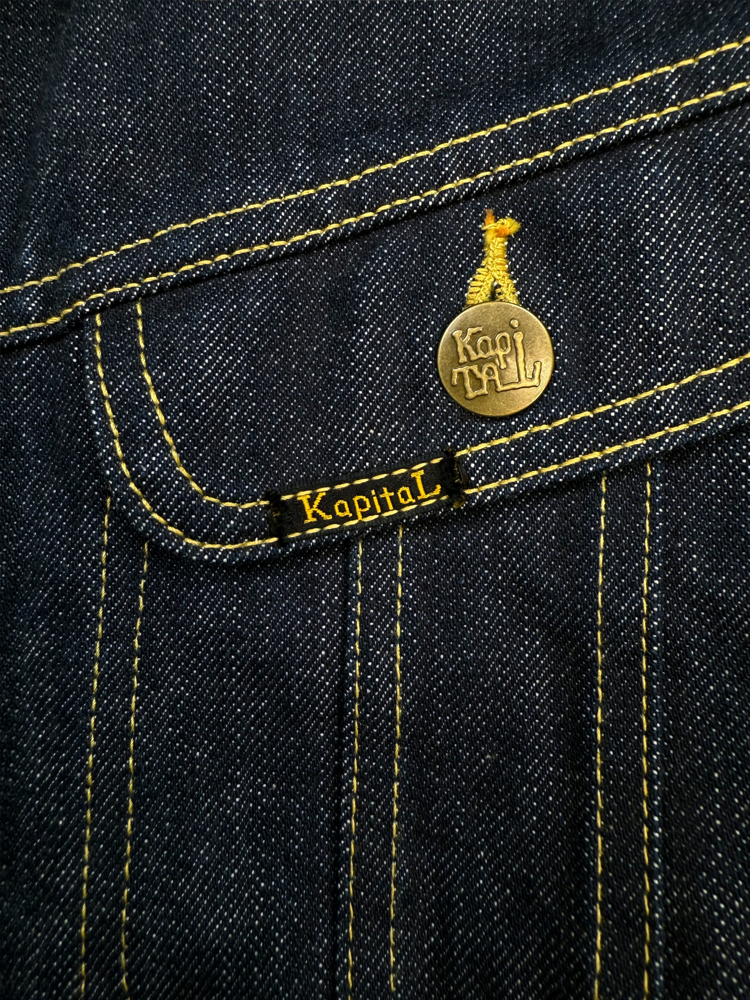 Kapital Contrast Stitch Dark Wash Blue Denim Jacket