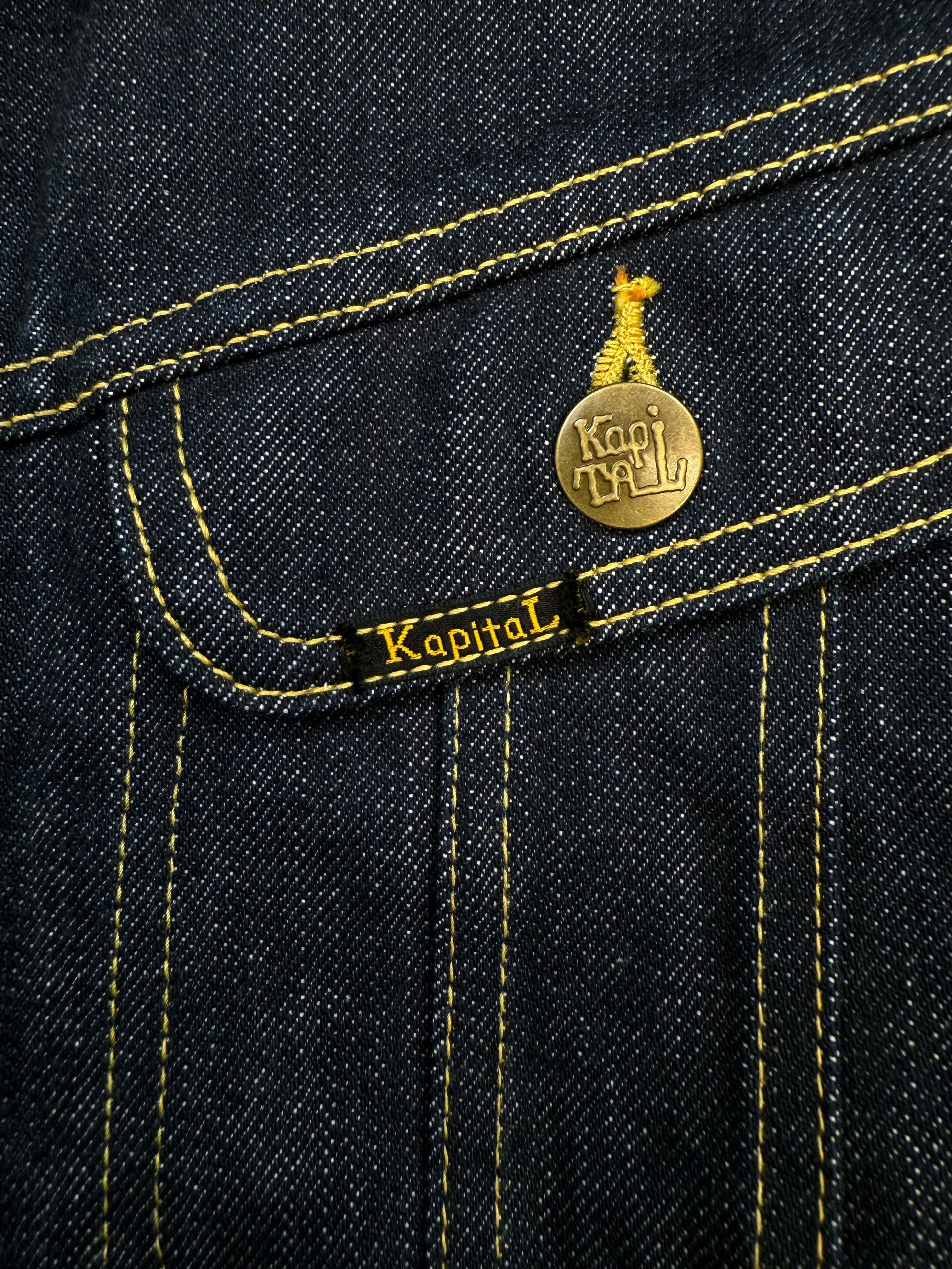 Kapital Contrast Stitch Dark Wash Blue Denim Jacket