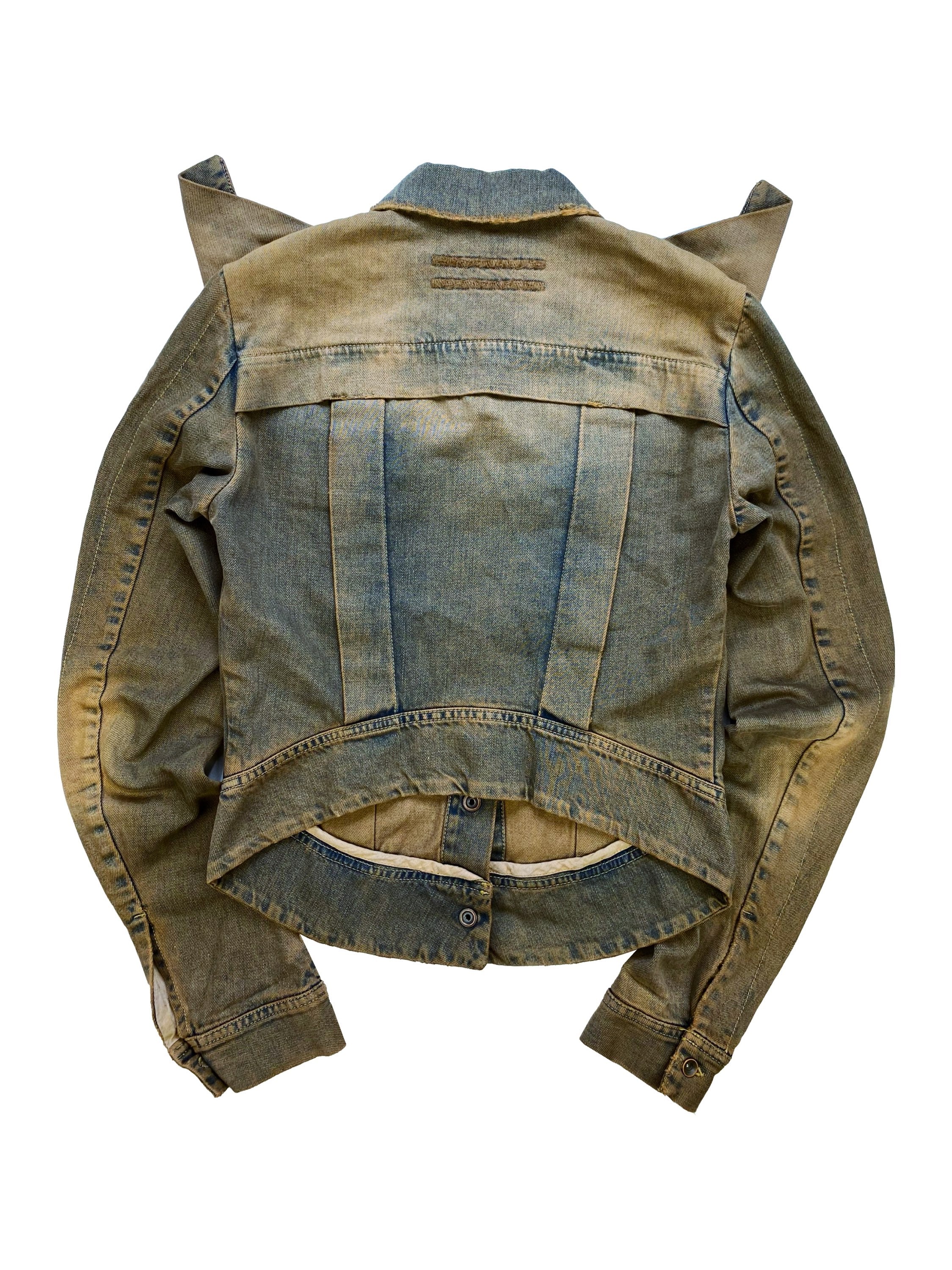 SS05 Rick Owens ‘Devil Horn’ Cut Out Washed Denim Jacket