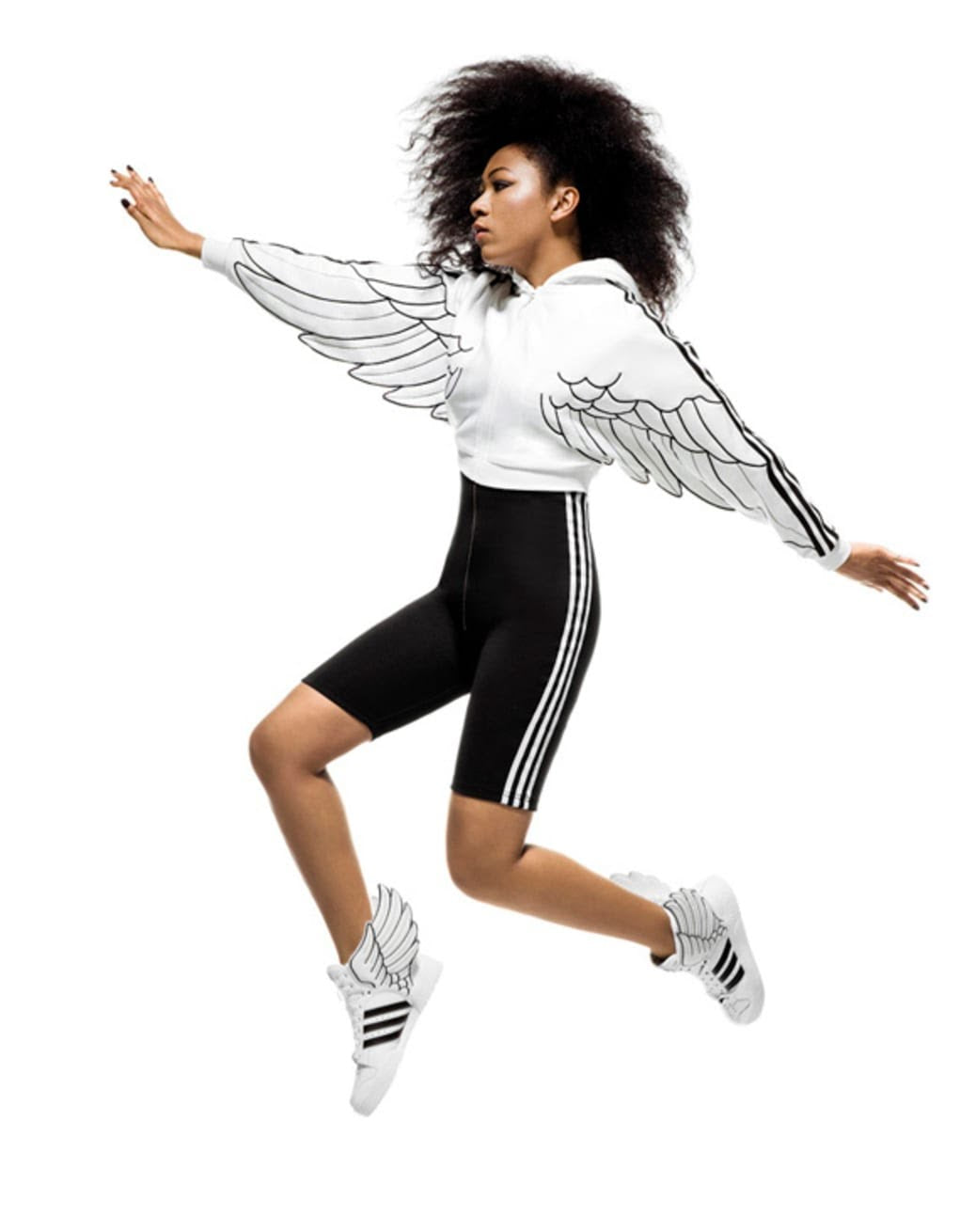 FW10 Jeremy Scott x Adidas White Cropped Wing Hoodie