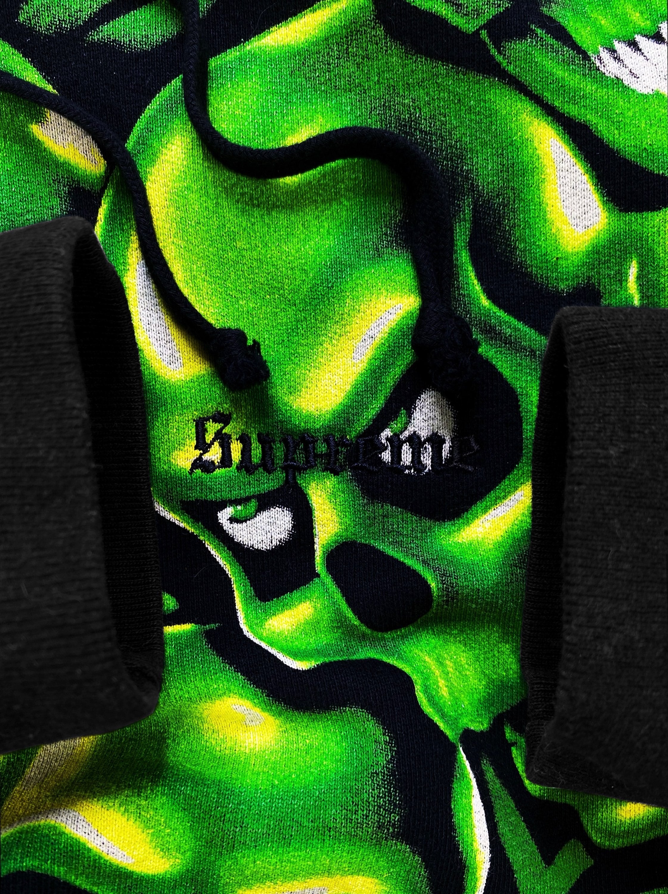 SS18 Supreme ‘Skull Pile’ Phosphorescent Full Print Hoodie
