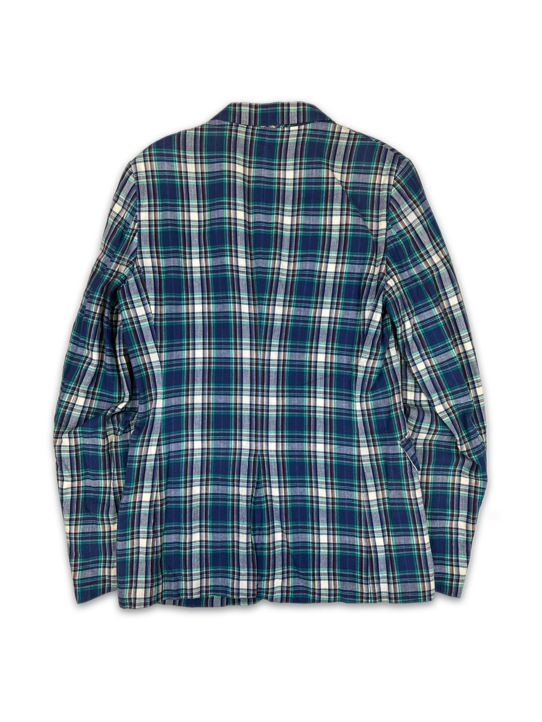 00s Comme des Garçons Homme Plus Blue Plaid Checkered Suit Jacket