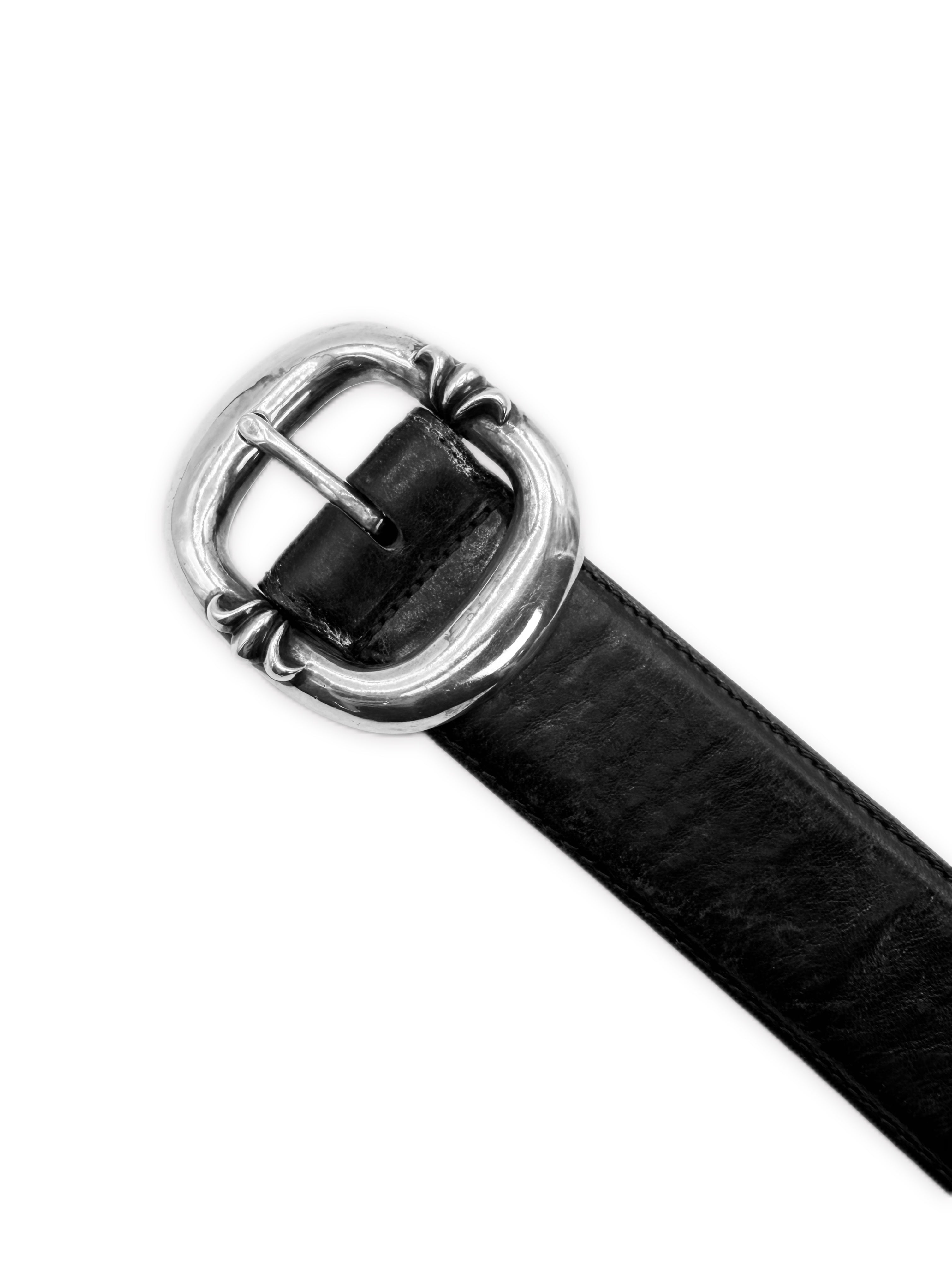 Chrome Hearts 1.5 inch Gunslinger .925 Silver Black Leather Belt