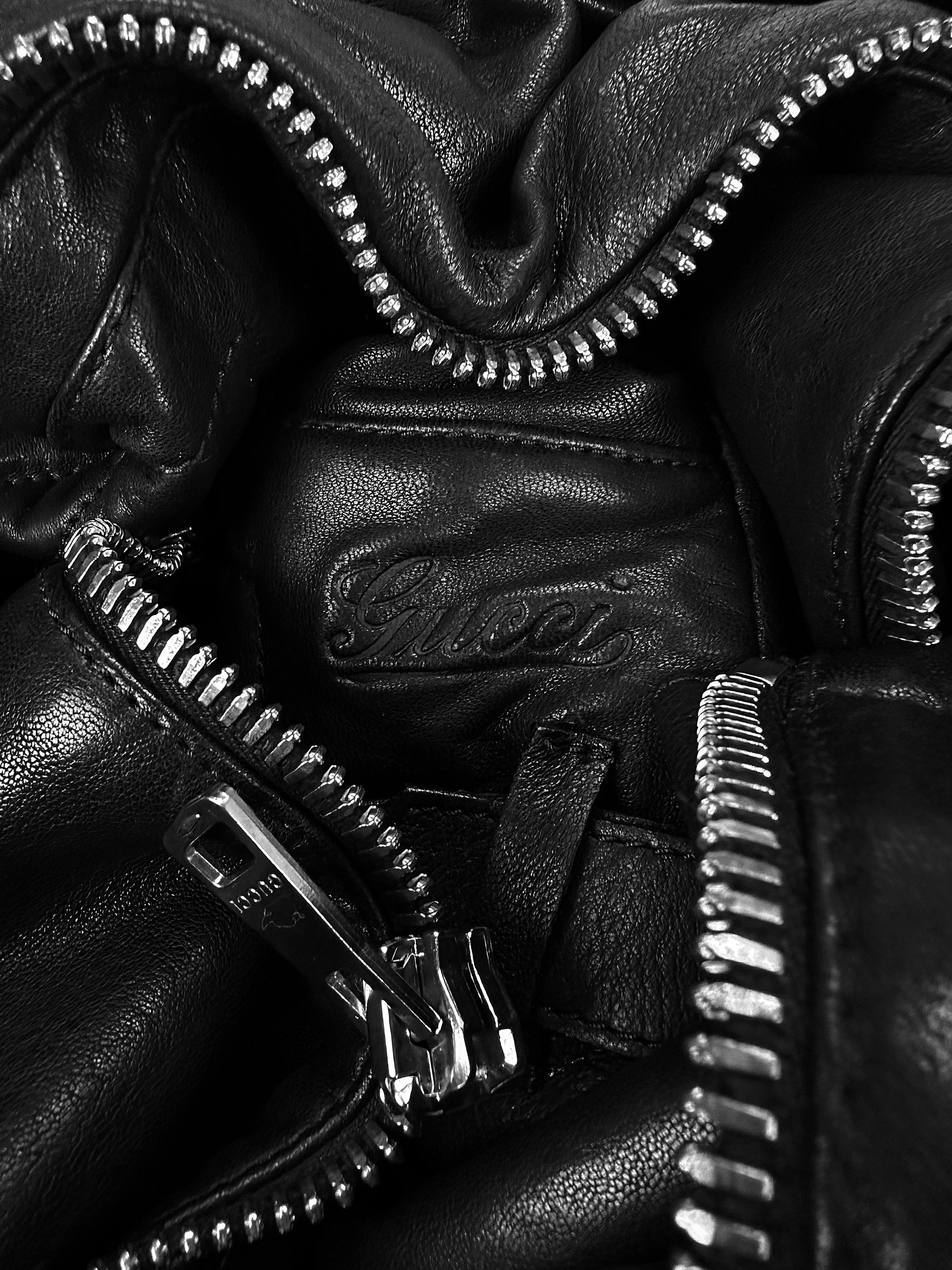 00s Gucci by Tom Ford ‘Alien’ Padded Cowhide Leather Biker Jacket