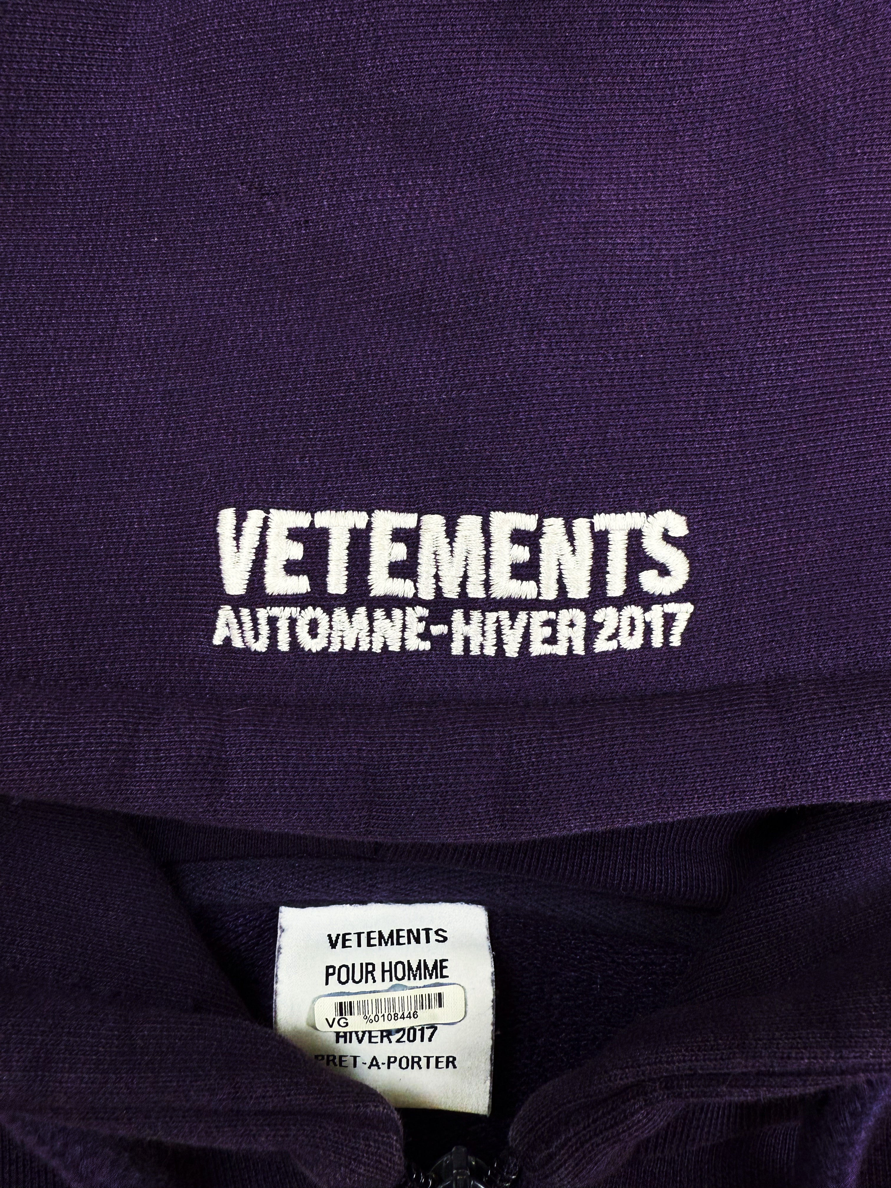 AW16 Vetements Homme ‘Sexual Fantasies’ Purple 1/50 Zip-up Hoodie