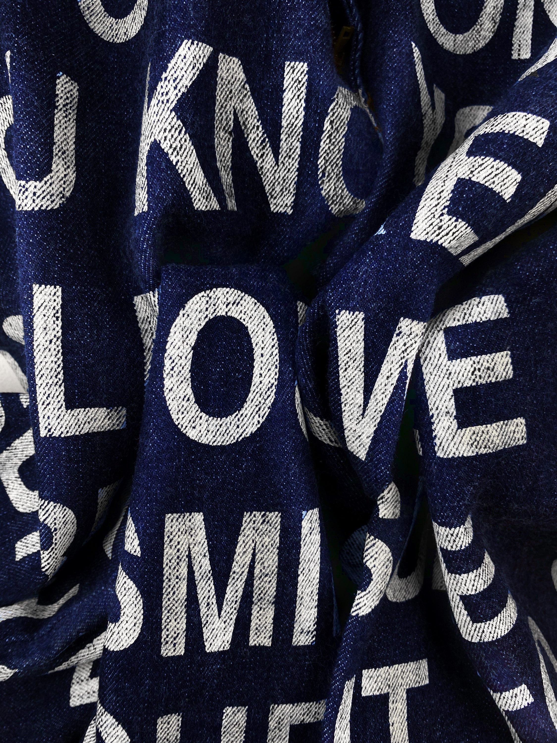 SS02 Junya Watanabe ‘Forever’ Poem Indigo Full Print Denim