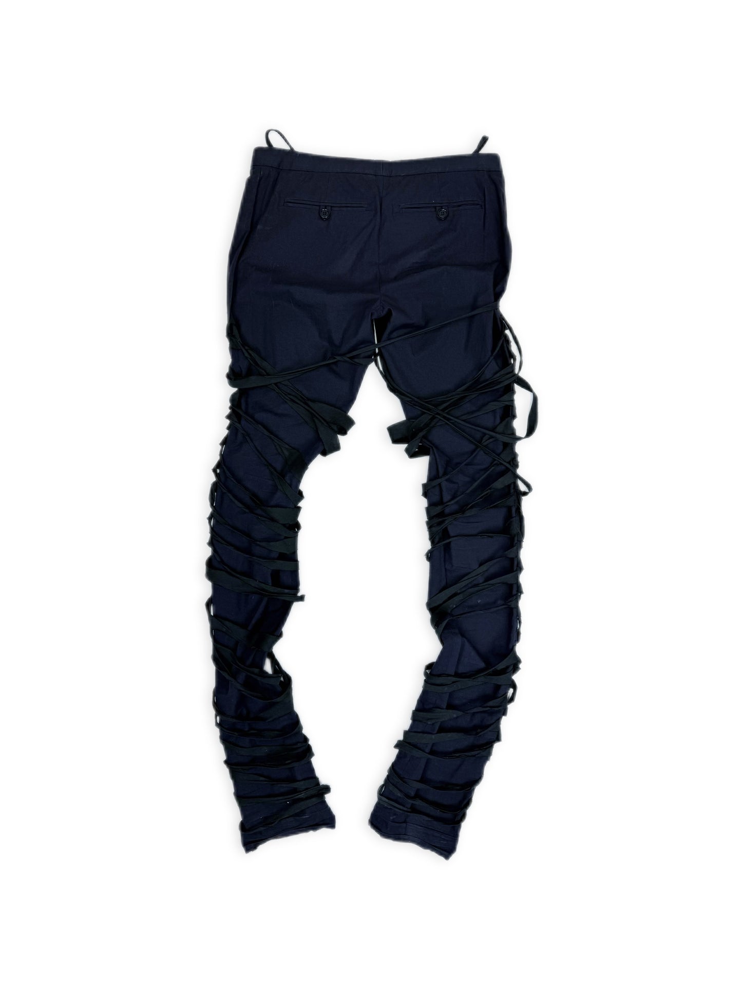 SS04 Helmut Lang PRESS SAMPLE ‘Mummy’ Bondage Navy Poplin Pants