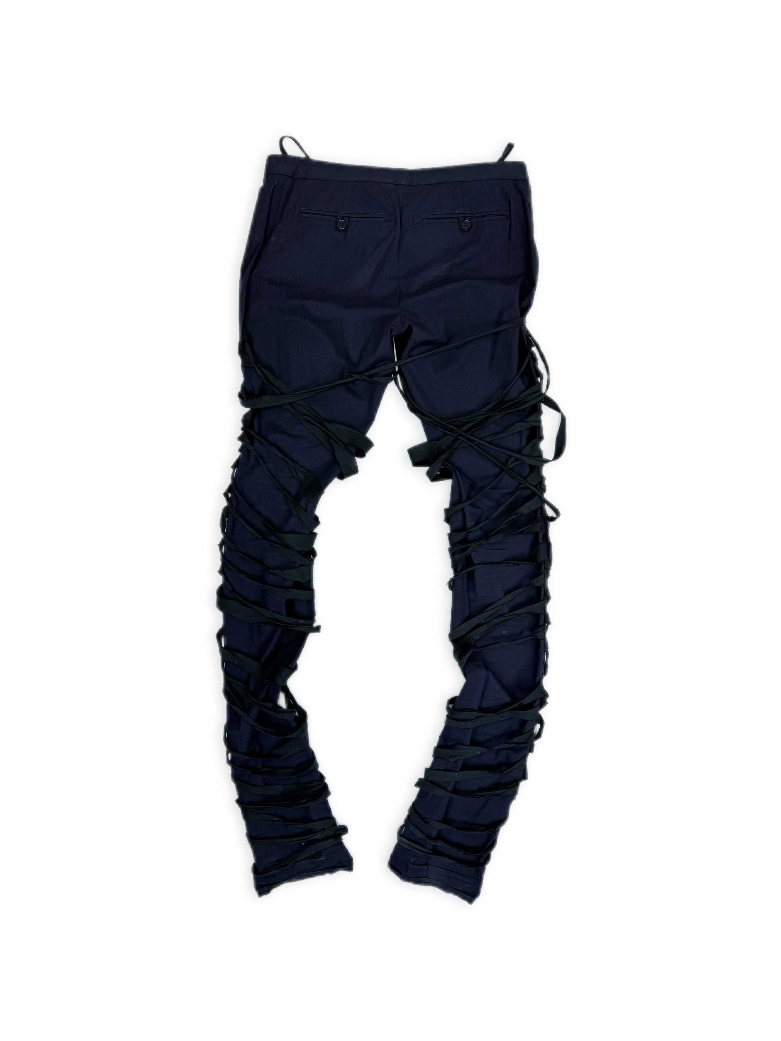 SS04 Helmut Lang PRESS SAMPLE ‘Mummy’ Bondage Navy Poplin Pants