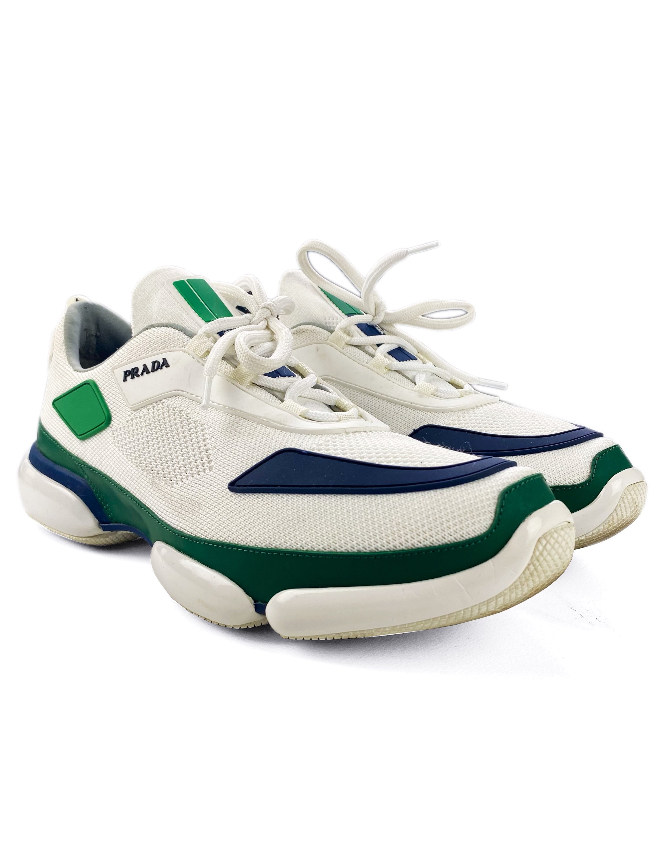 Prada ‘Cloudburst’ Two Tone Lace-up Knit Sneakers