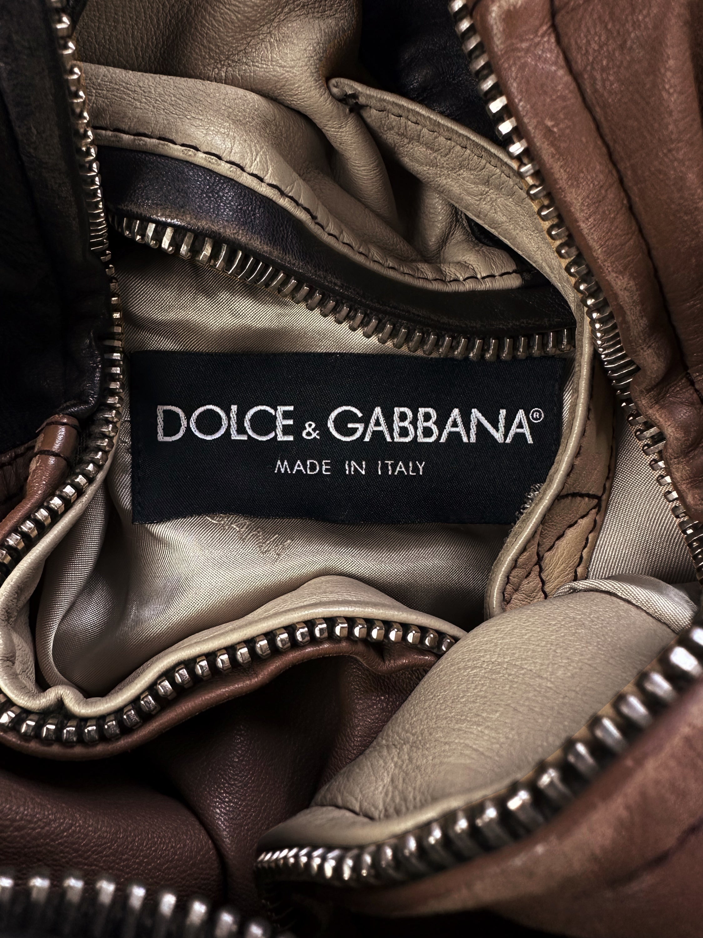 SS04 Dolce &amp; Gabbana ‘Tonal’ Sheepskin Leather Racing Jacket