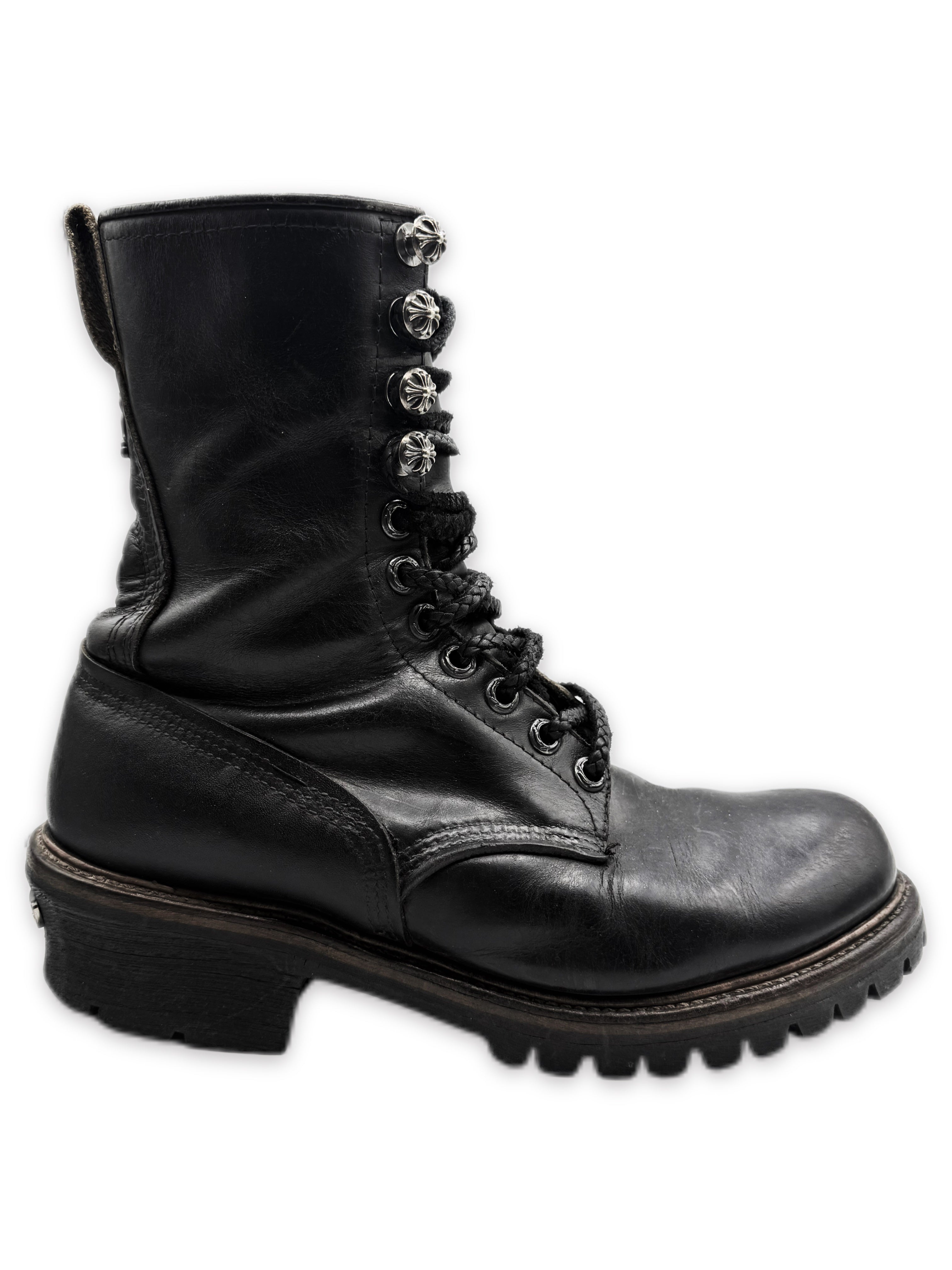 Chrome Hearts x Wesco Black Leather Dagger Pendant Lace Boots