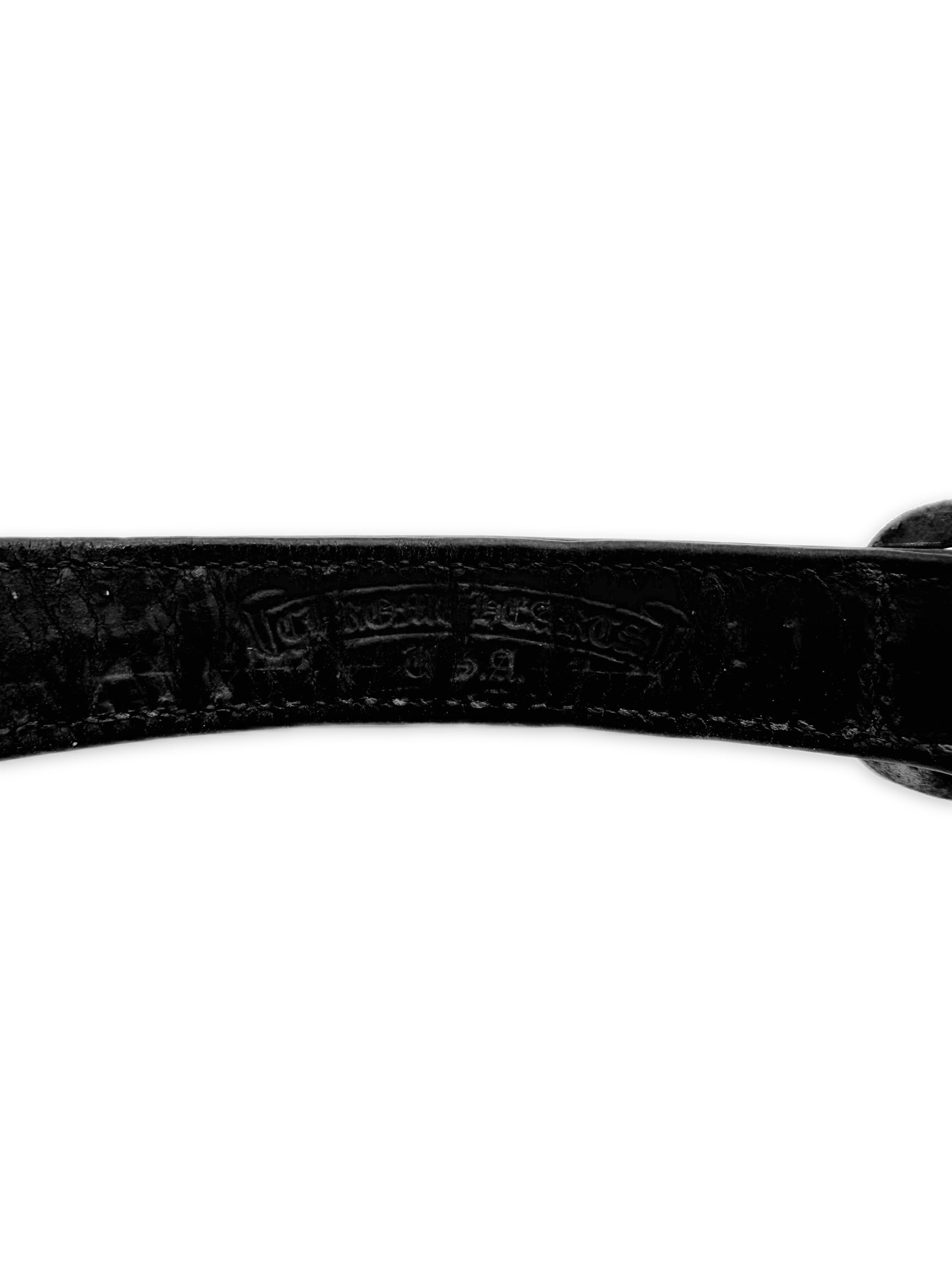 Chrome Hearts Cross Pendant Gunslinger Buckle .925 Silver Leather Bracelet