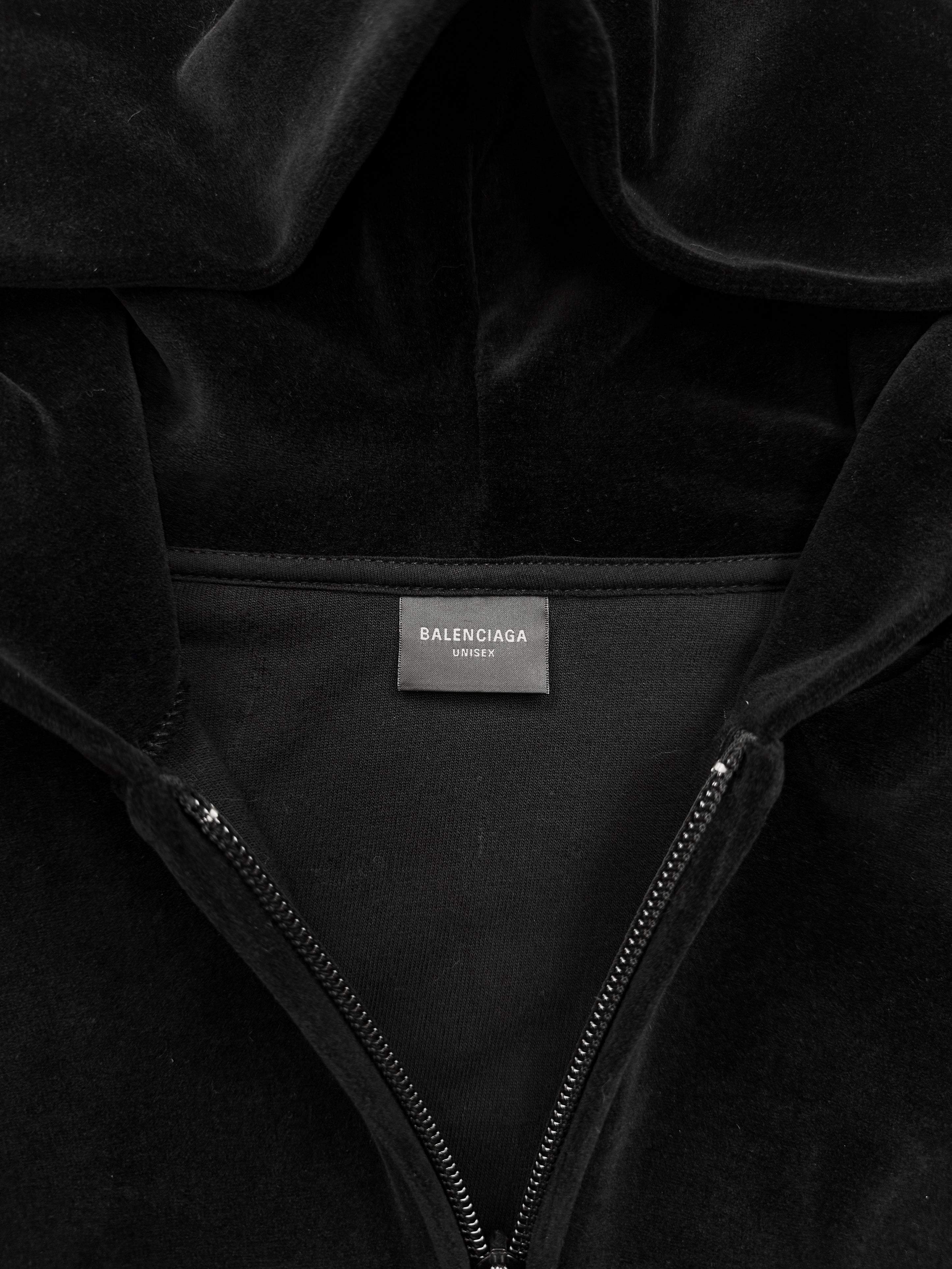 AW23 Balenciaga Velvet Shoulder Pad Zip-up Cropped Track Jacket