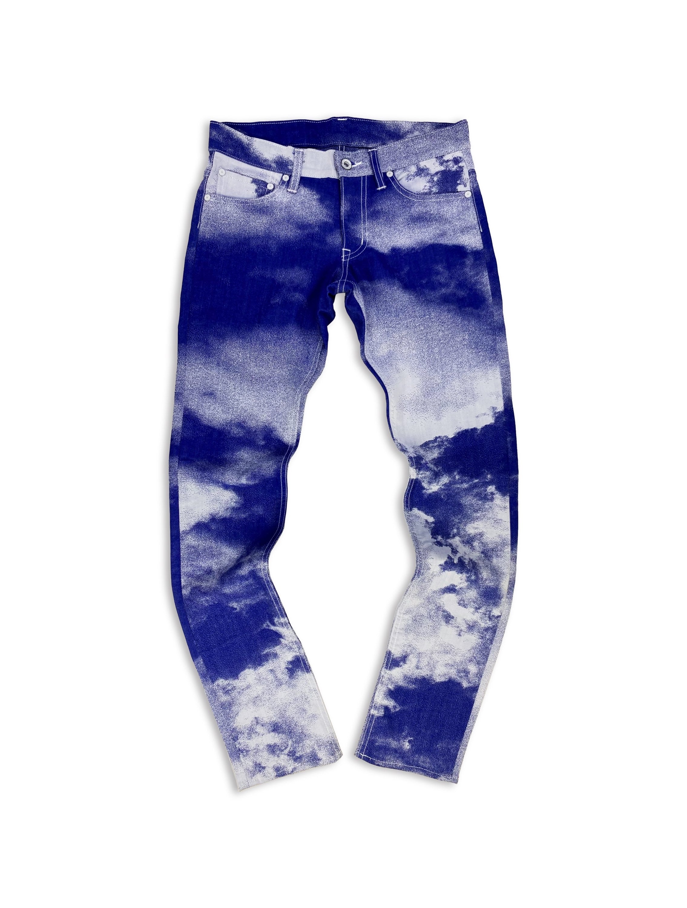 90s Issey Miyake ‘Sky’ Full Print Jacquard Weave Cloud Denim