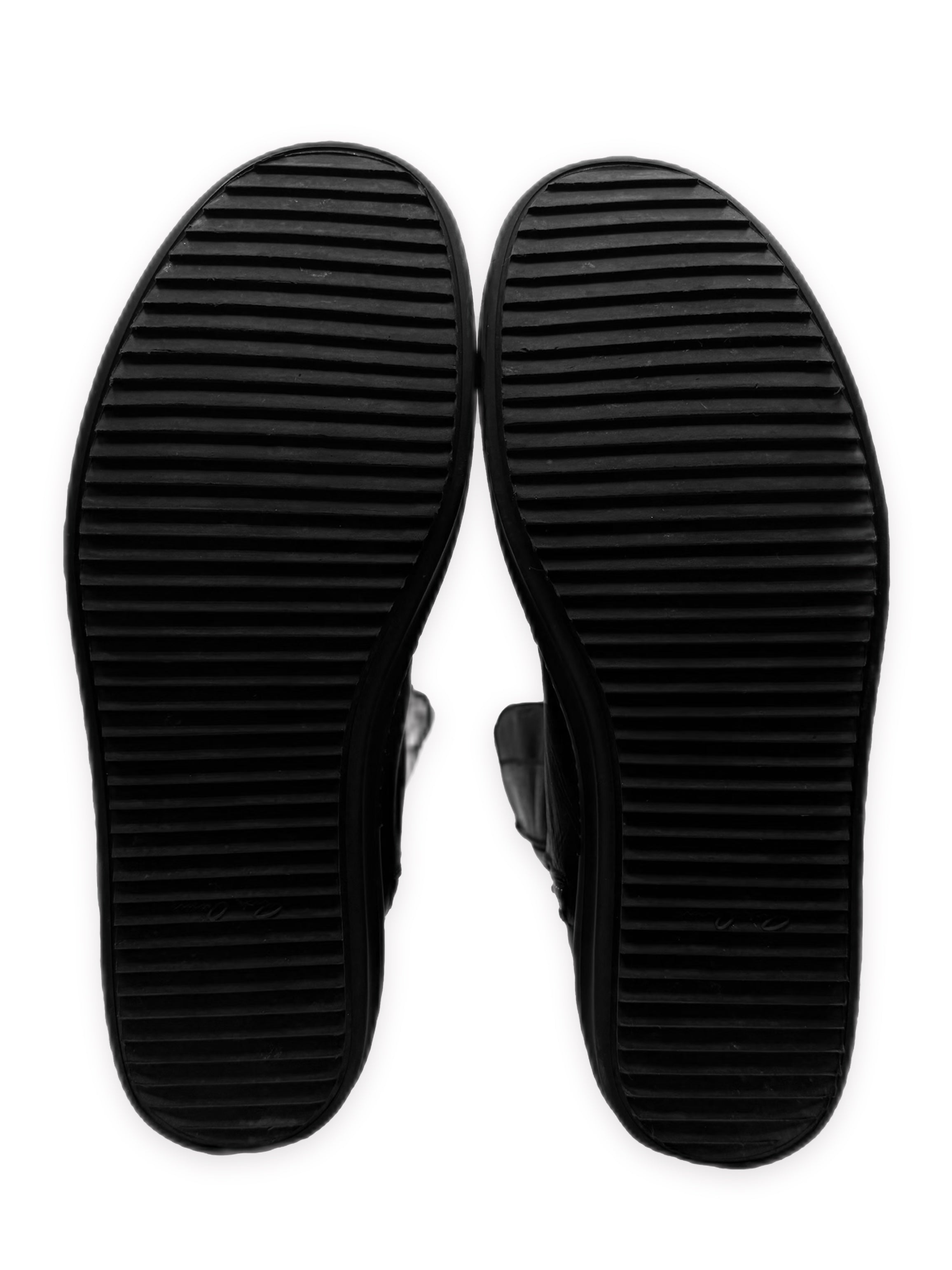 Rick Owens Laceless Black Leather Hi-top Ramone Sneakers