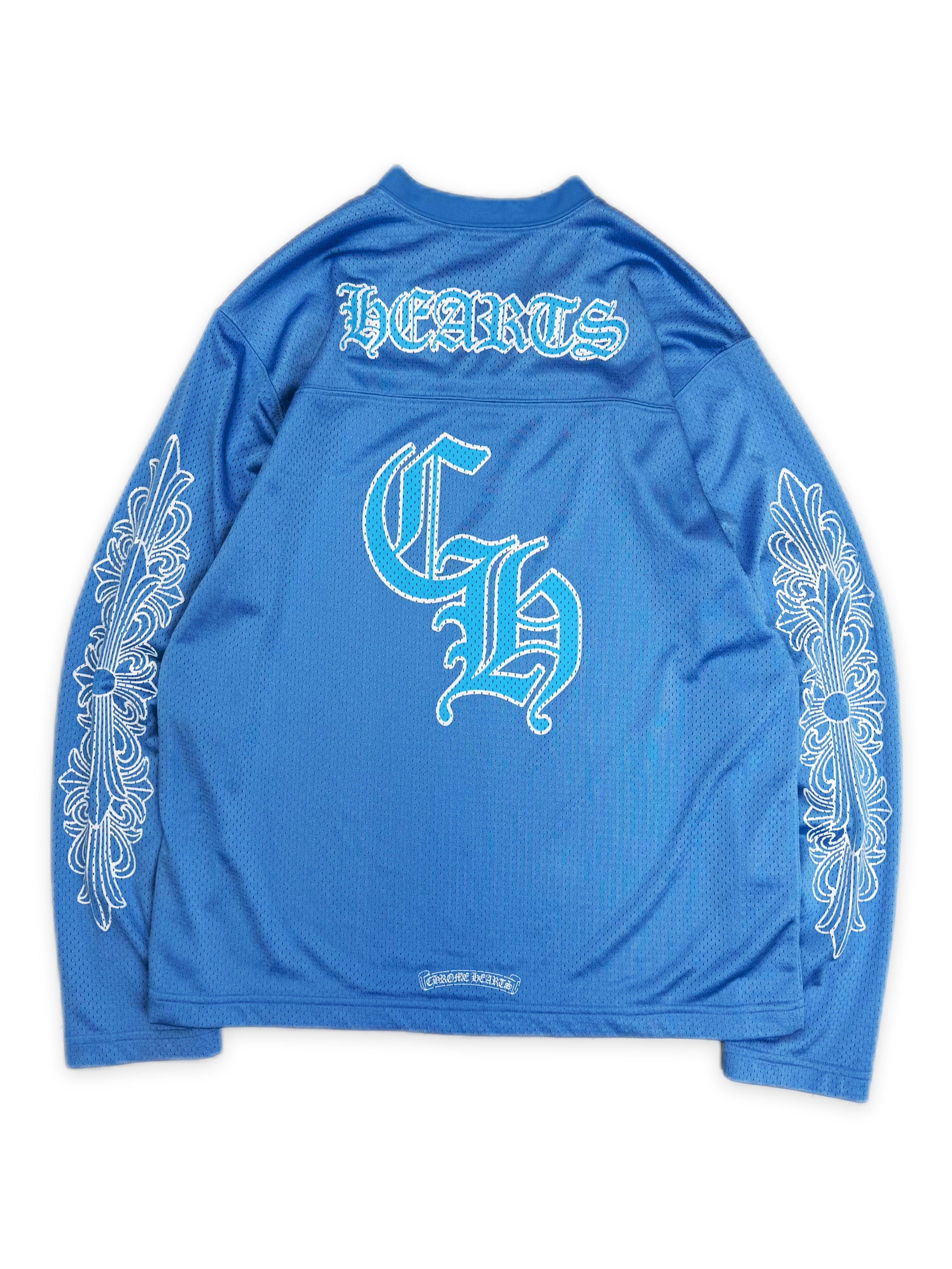 Chrome Hearts Ice Blue CH Floral Sleeve Mesh Jersey