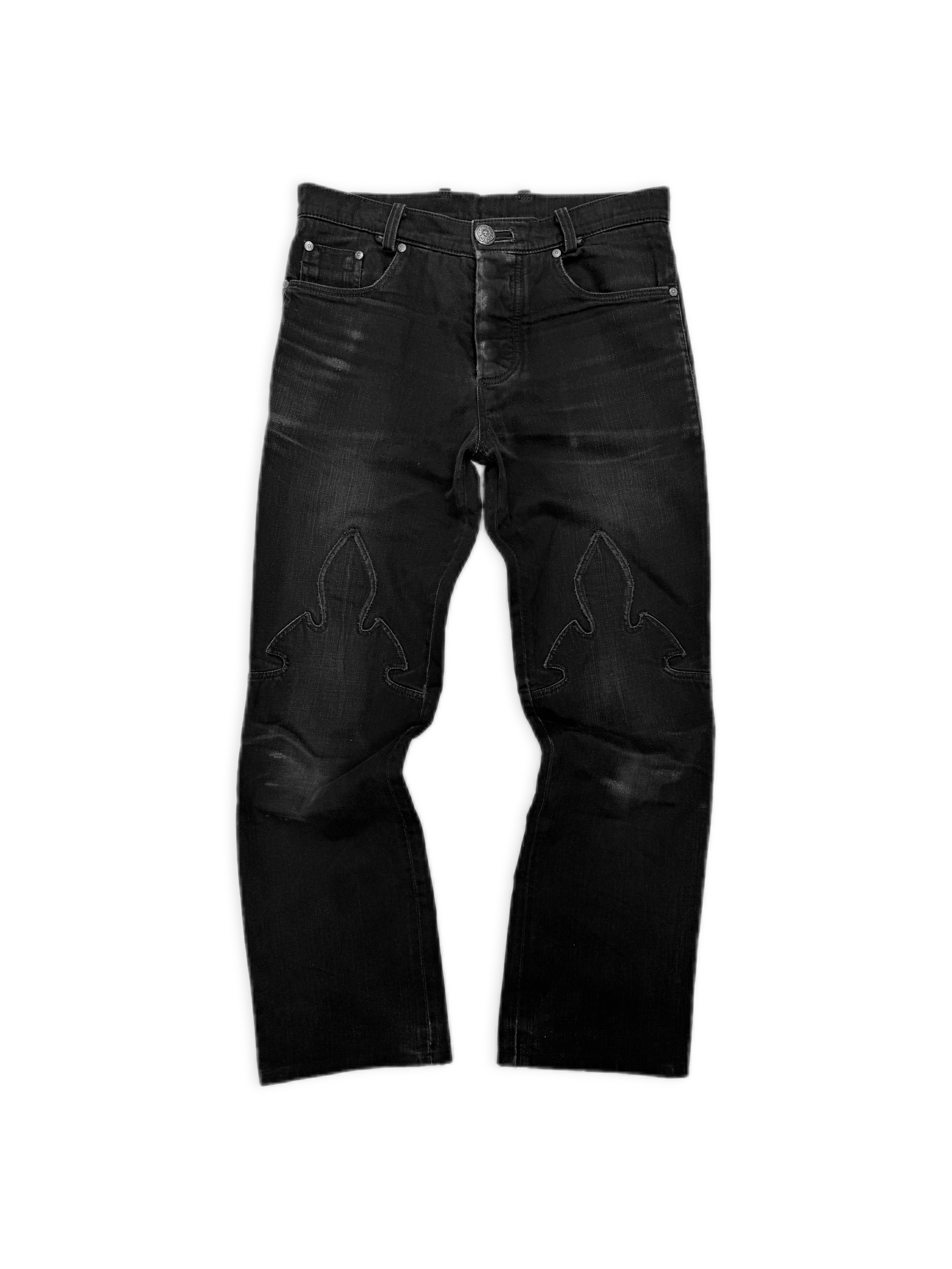 Chrome Hearts Washed Fleur Knee .925 Silver Faded Boot Cut Denim
