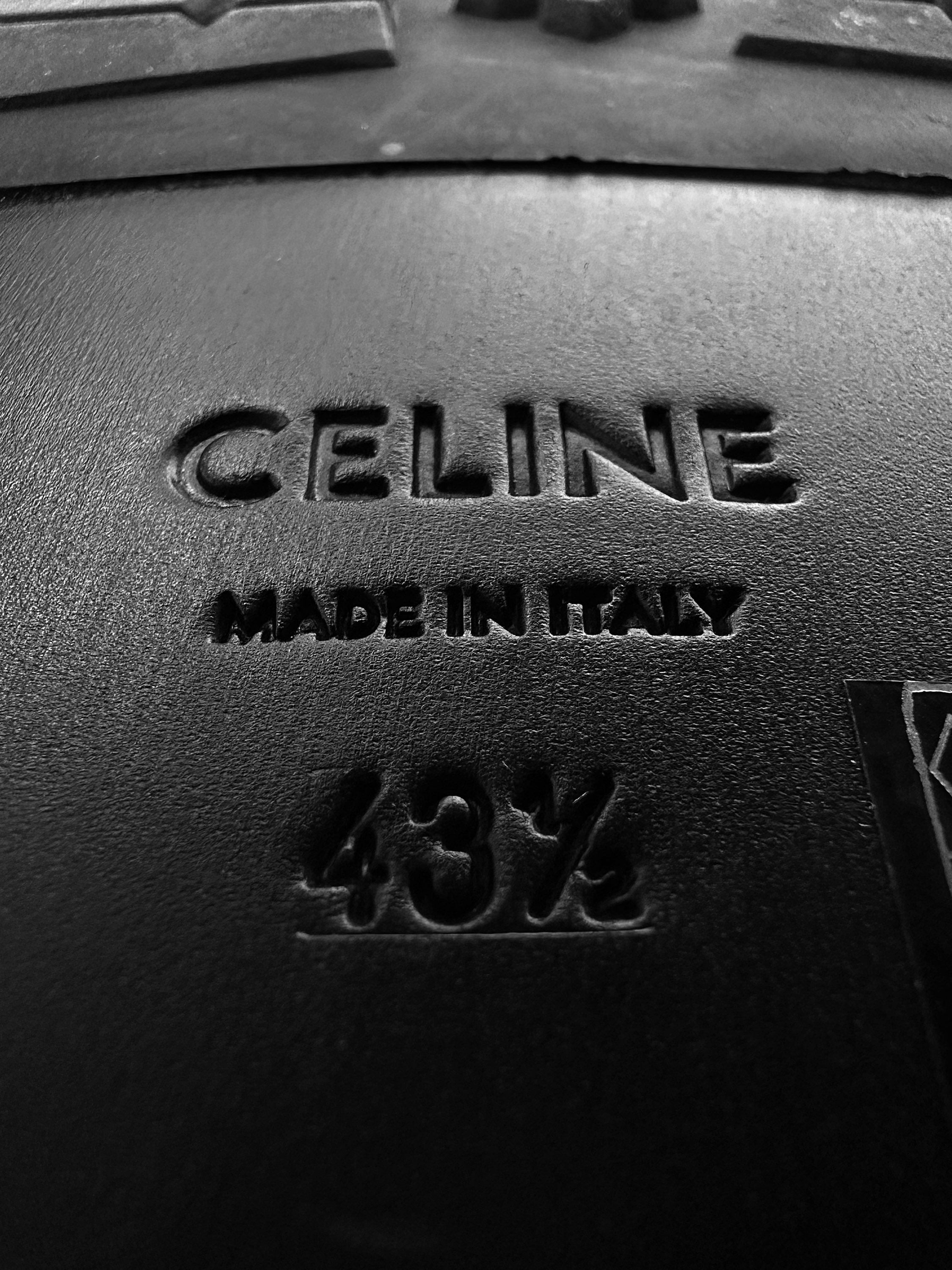 Celine Black Calfskin Leather ‘Combat’ Belted Cuff Hi-Top Boots