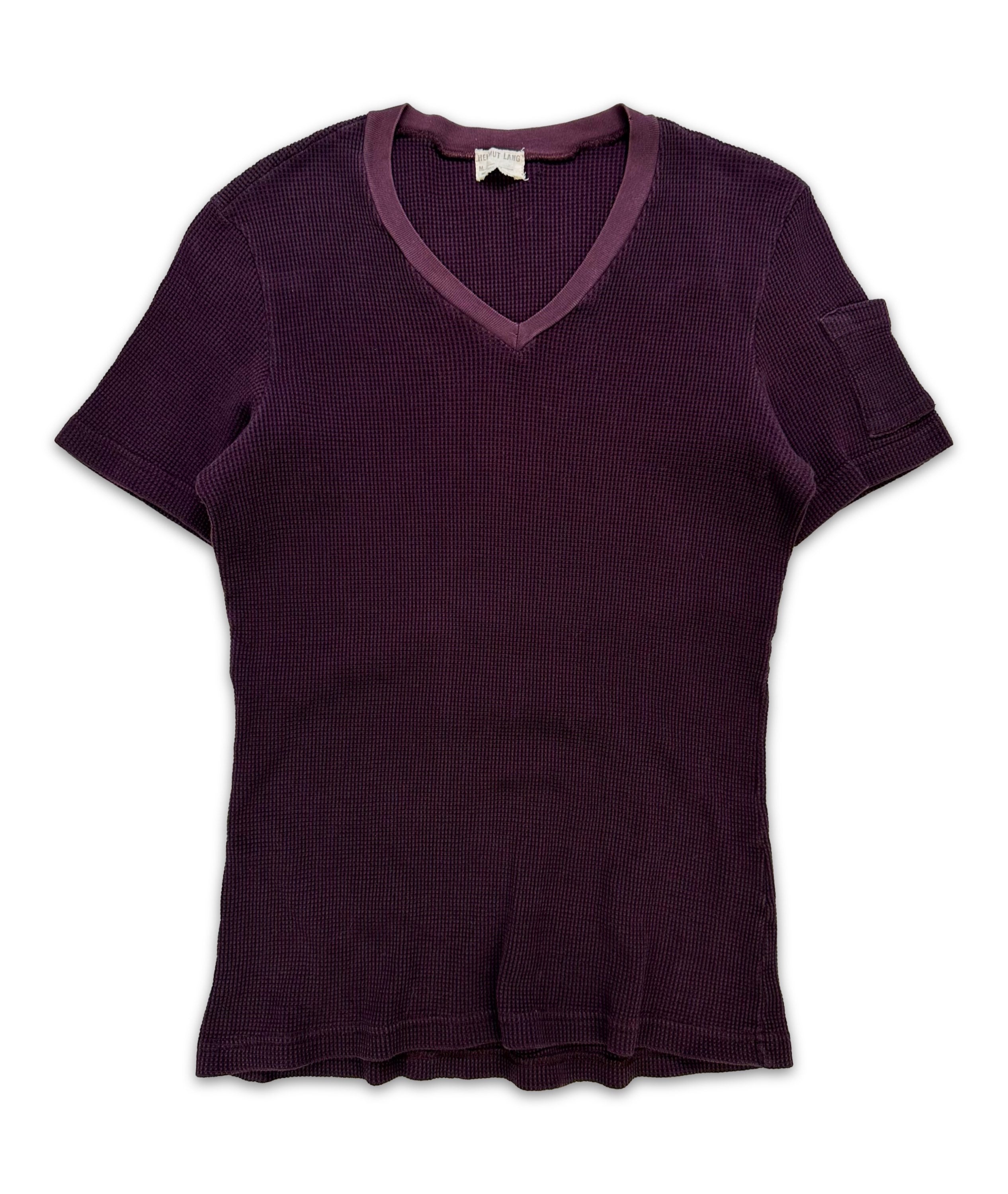 1997 Helmut Lang Burgundry Cargo Pocket Waffle T-Shirt