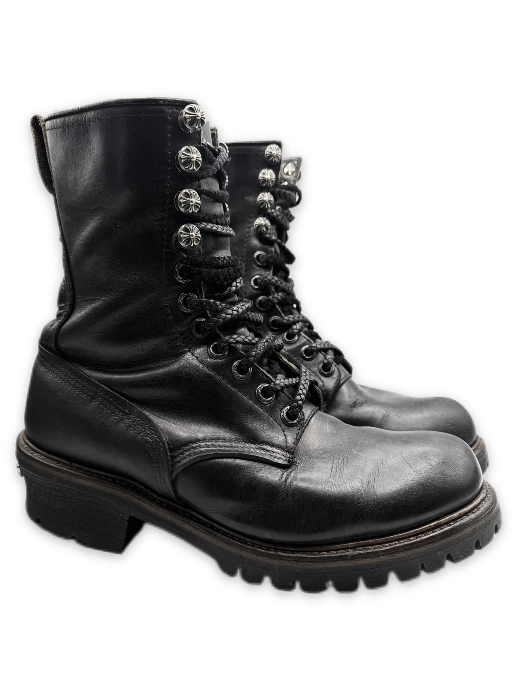 Chrome Hearts x Wesco Black Leather Dagger Pendant Lace Boots