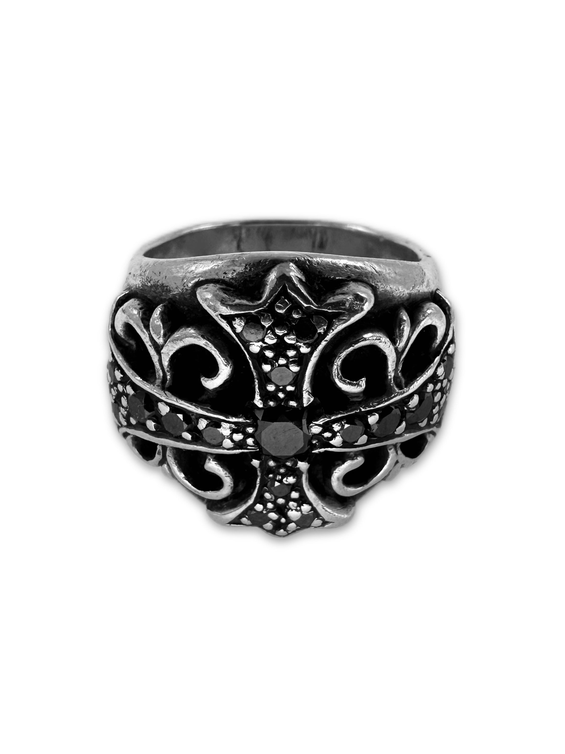 Chrome Hearts Black Diamond Aftermarket Cross ‘Keeper’ Ring