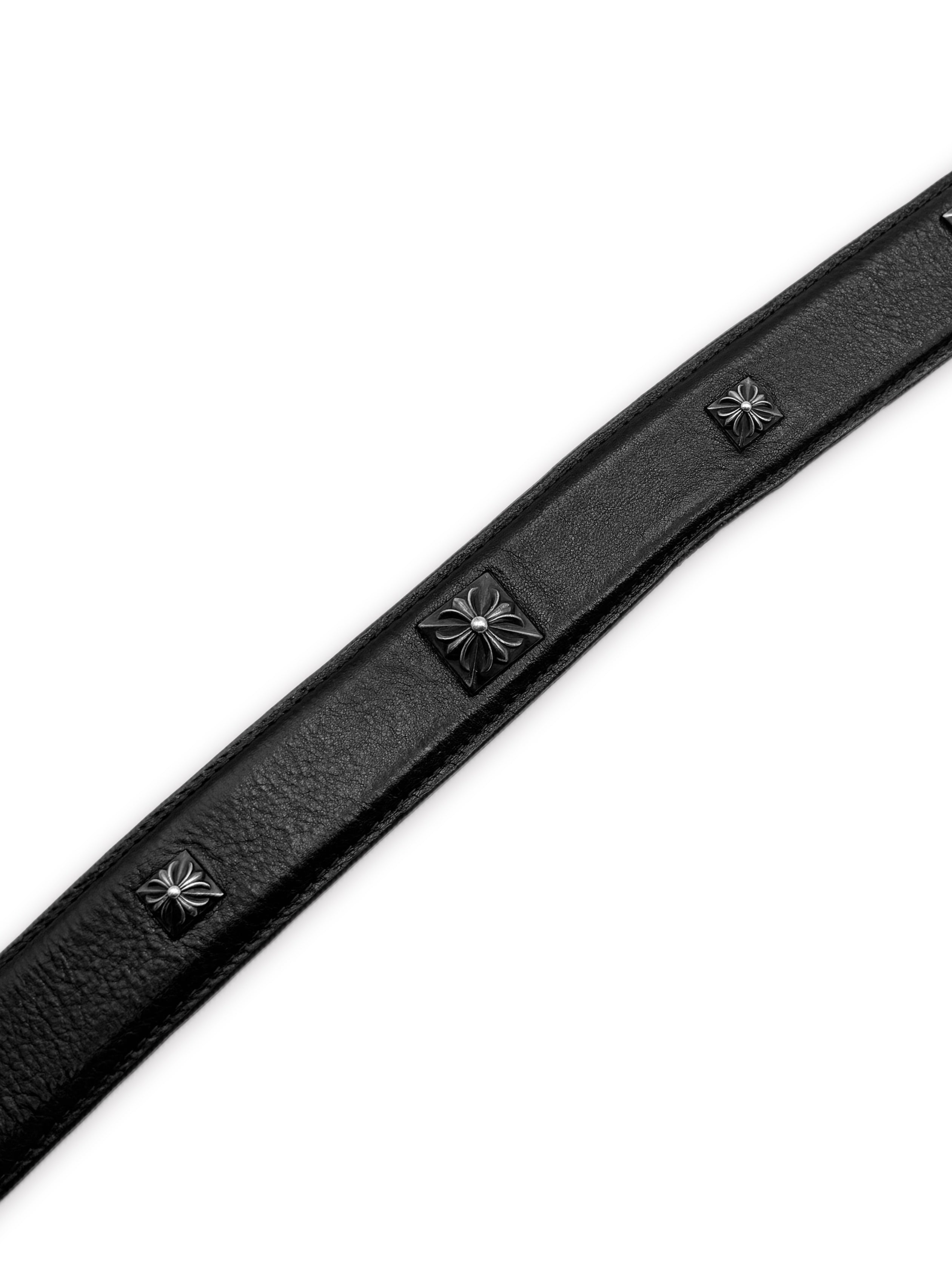 Chrome Hearts Pyramid Stud Black Leather Belt Strap