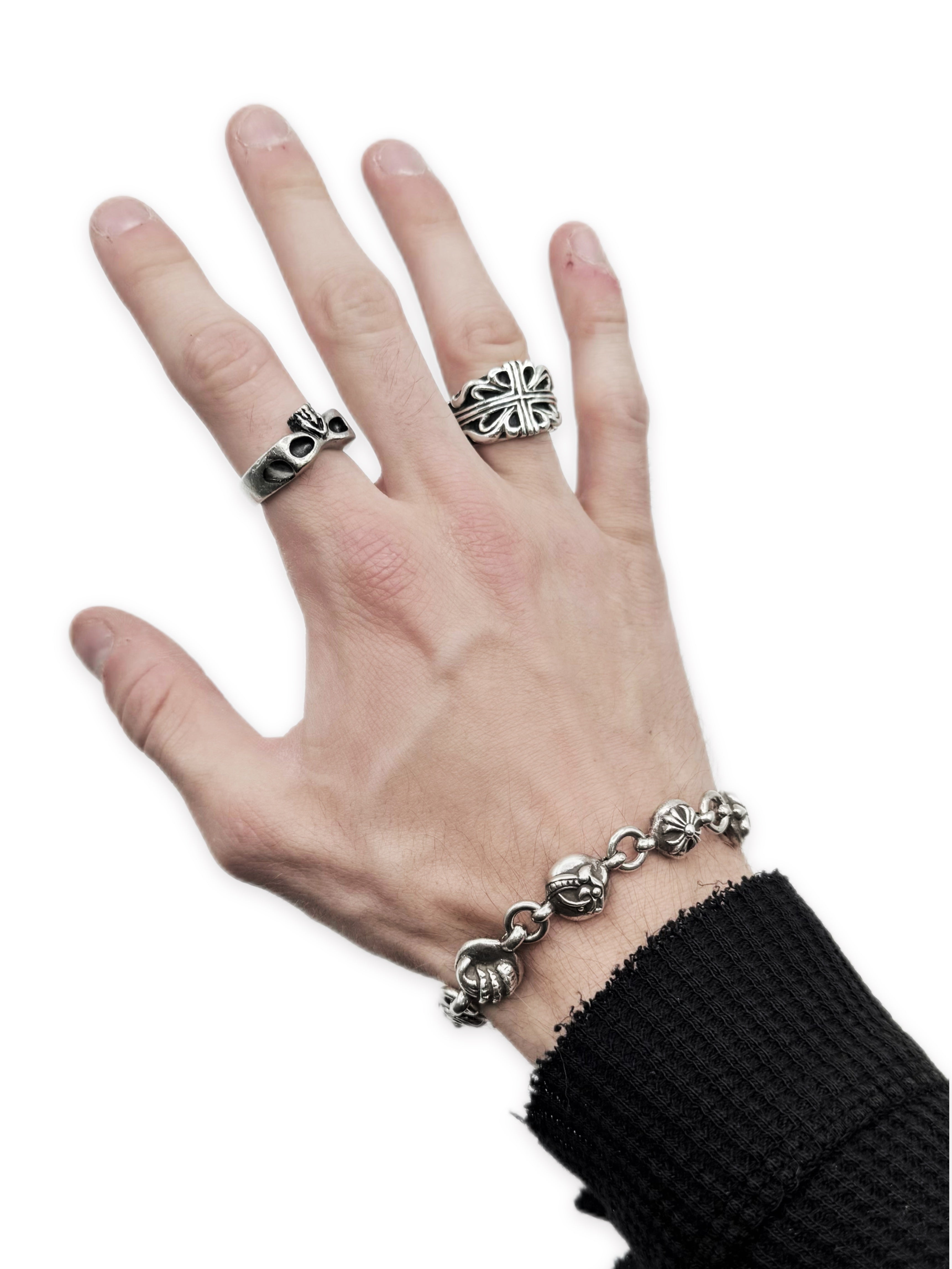 Chrome Hearts Elemental Cross Ball #2 .925 Silver Bracelet