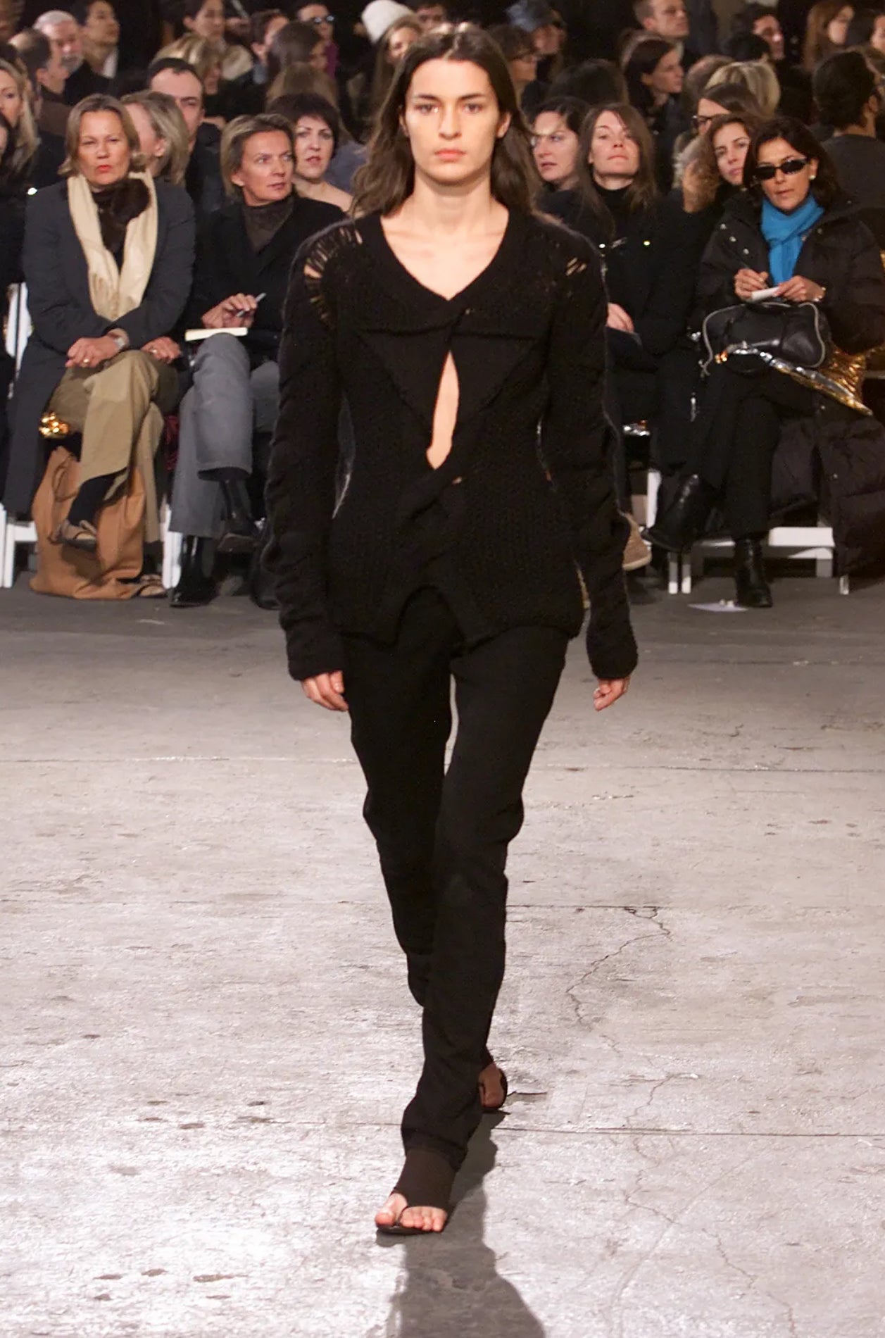 SS02 Helmut Lang ‘Braided’ Cashmere Black Cut Out Knitted Sweater