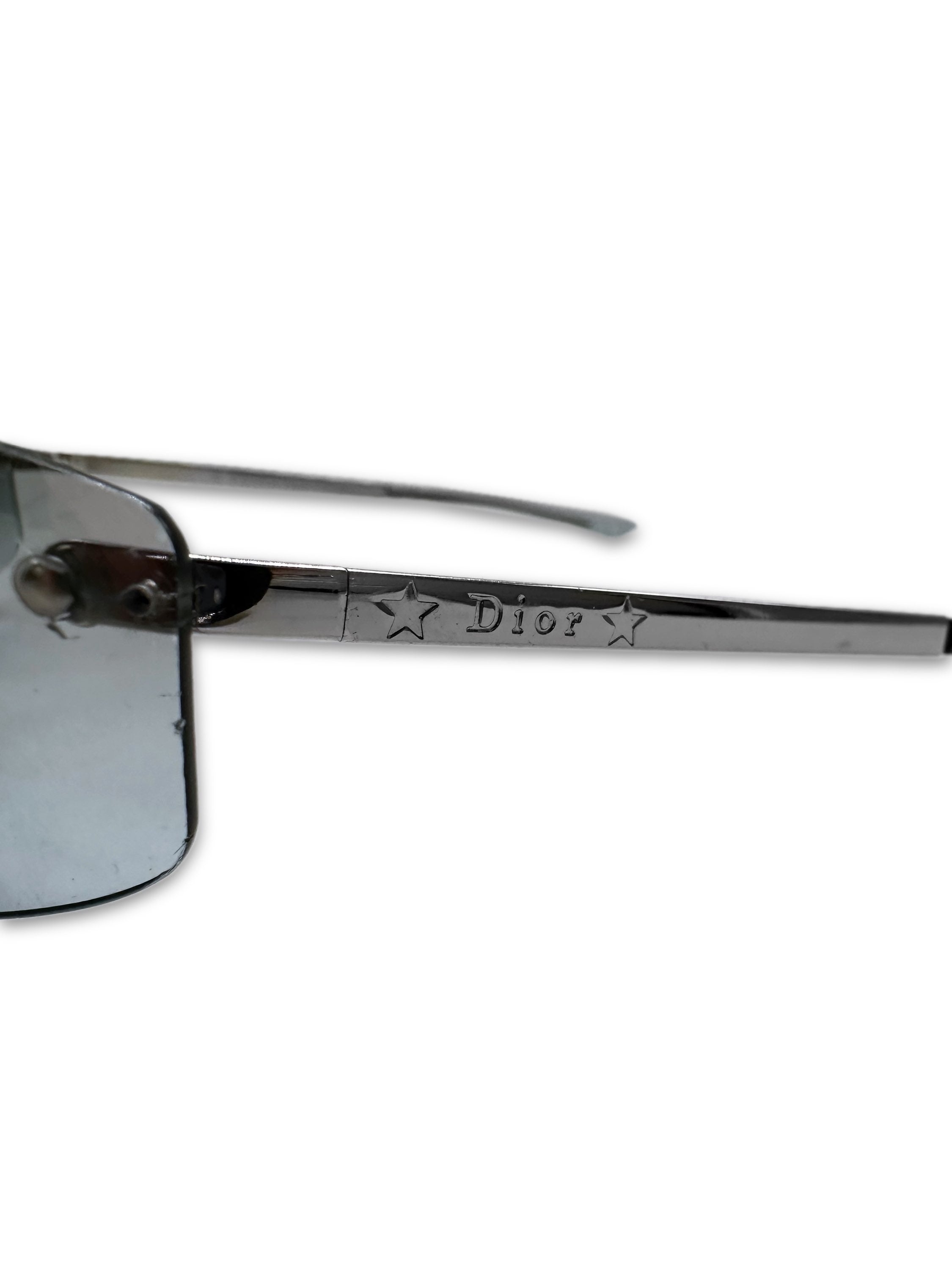 00s Dior ‘Star’ Motif Blue Tint Rimless Sunglasses