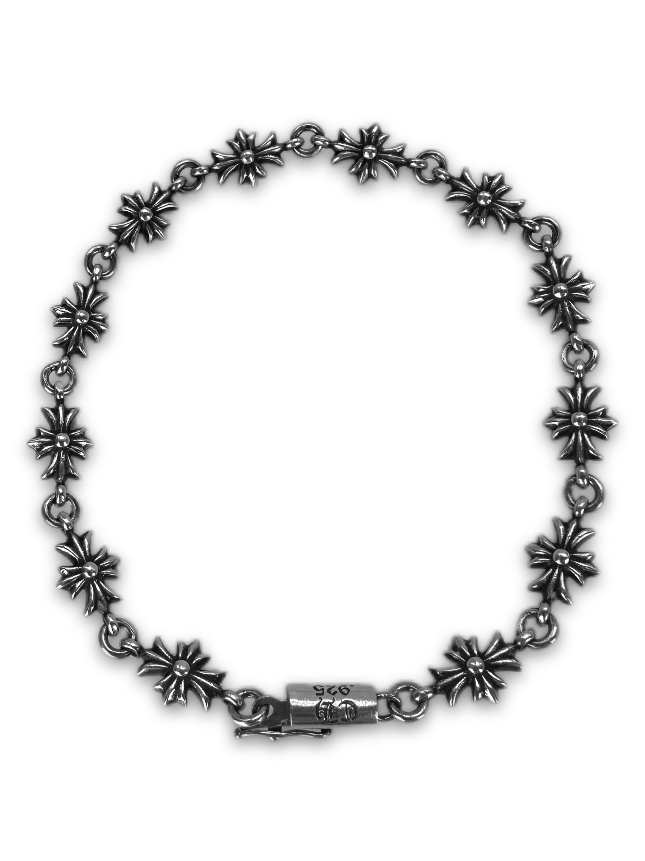 Chrome Hearts ‘Tiny E’ Cross .925 Silver 7.5 in Bracelet