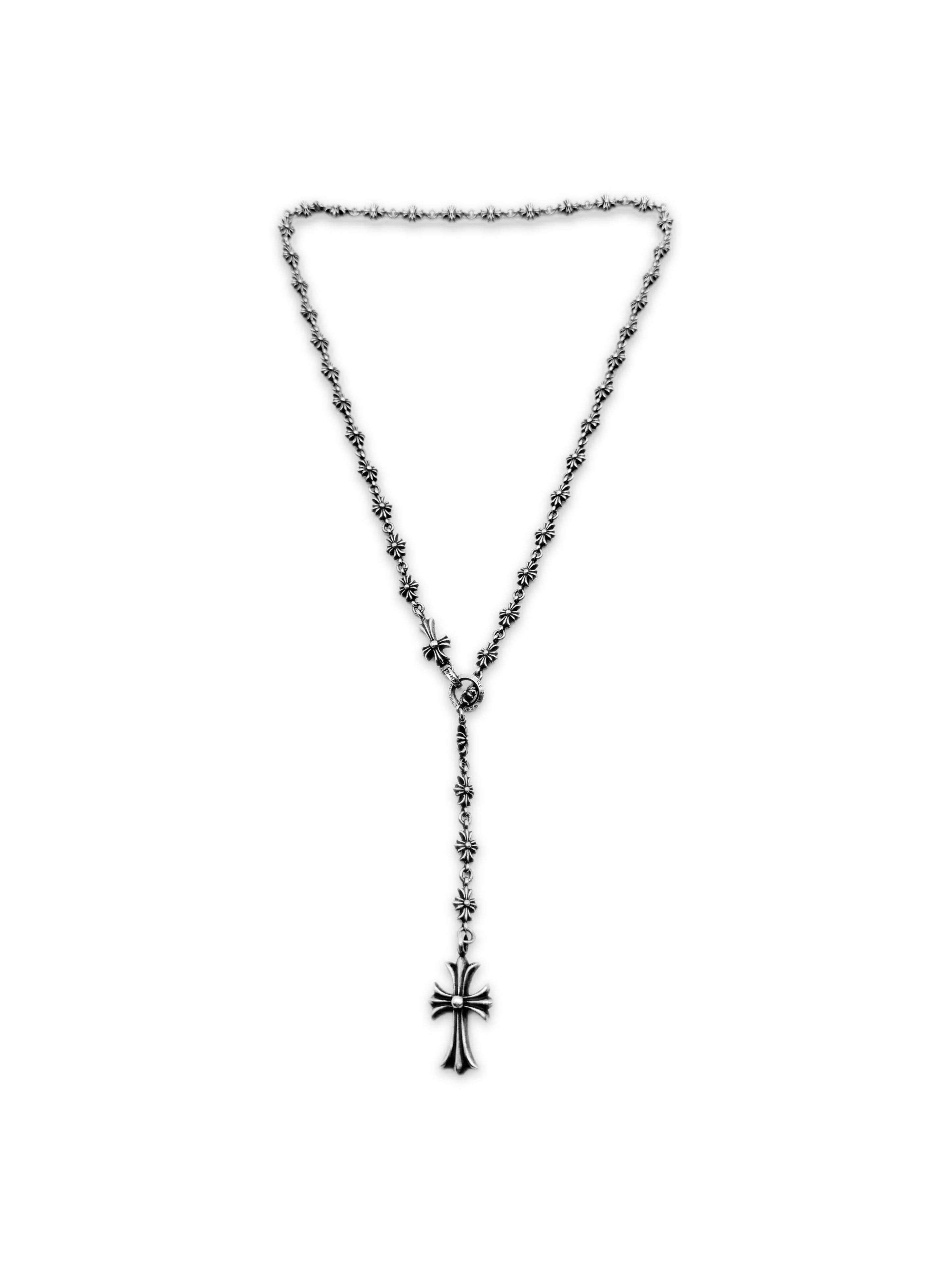 Chrome Hearts Tiny E Multi Cross Tiny E .925 Silver Rosary Necklace