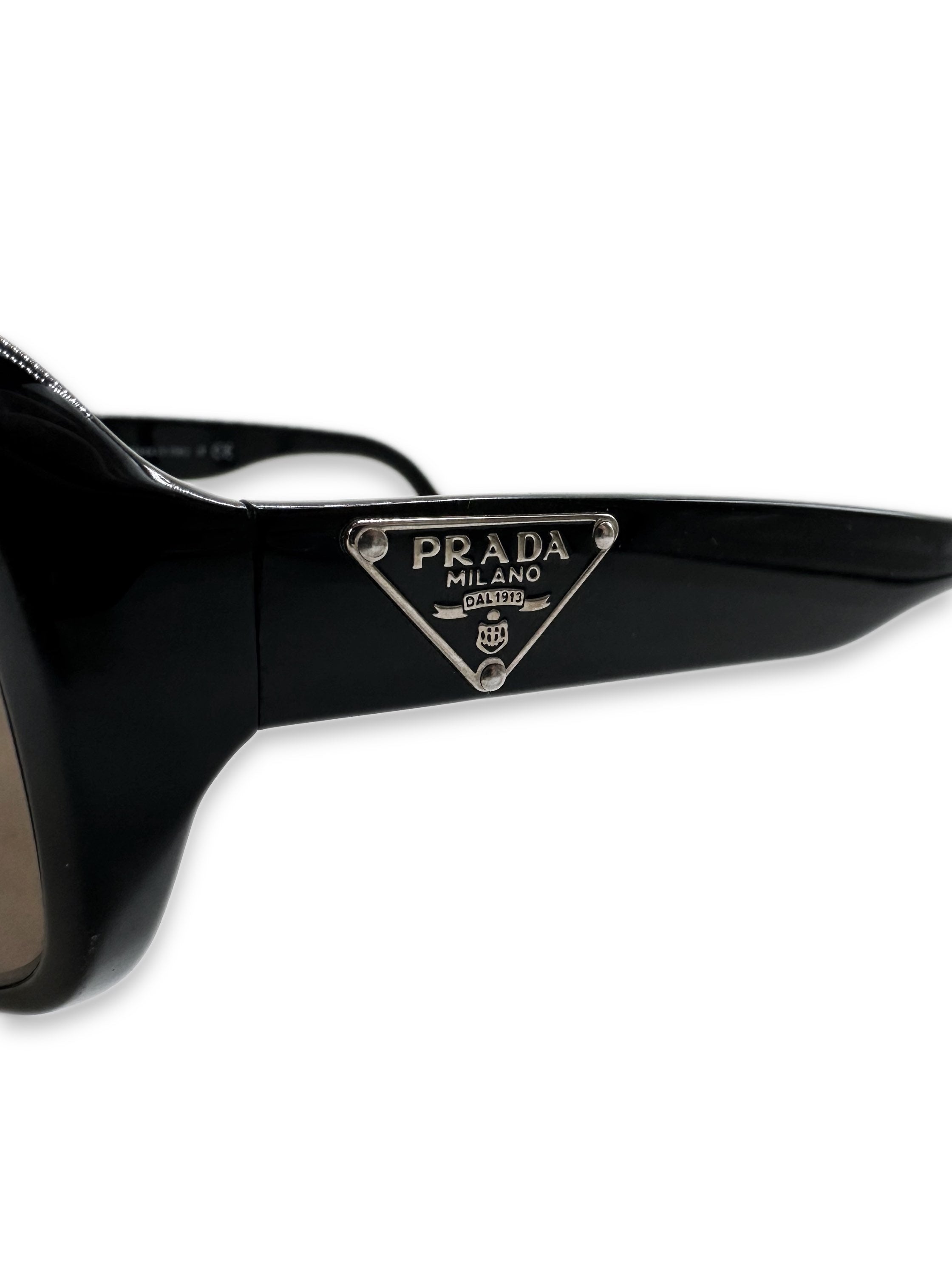Prada Triangle Logo Rounded Frame Warm Tint Sunglasses
