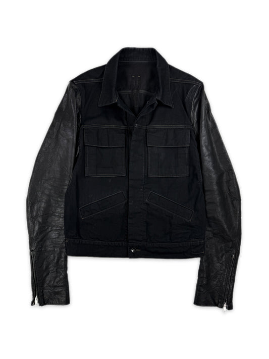 AW09 Rick Owens DRKSHDW ‘Crust’ O&M Calf Skin Sleeve Denim Jacket