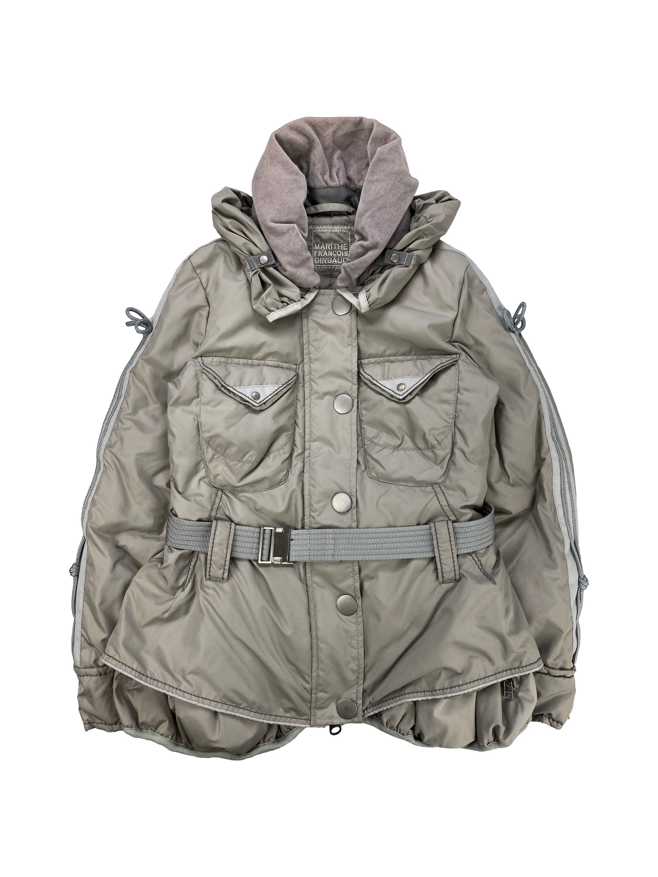 Marithe Francois Girbaud Belted Cargo Pocket Hooded Jacket