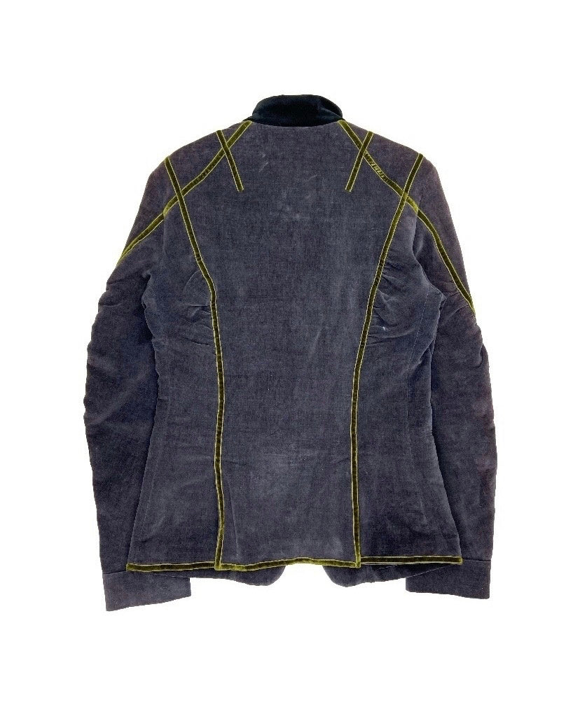 Haider Ackermann Velour Trim Contrast Stitch Plum Blazer